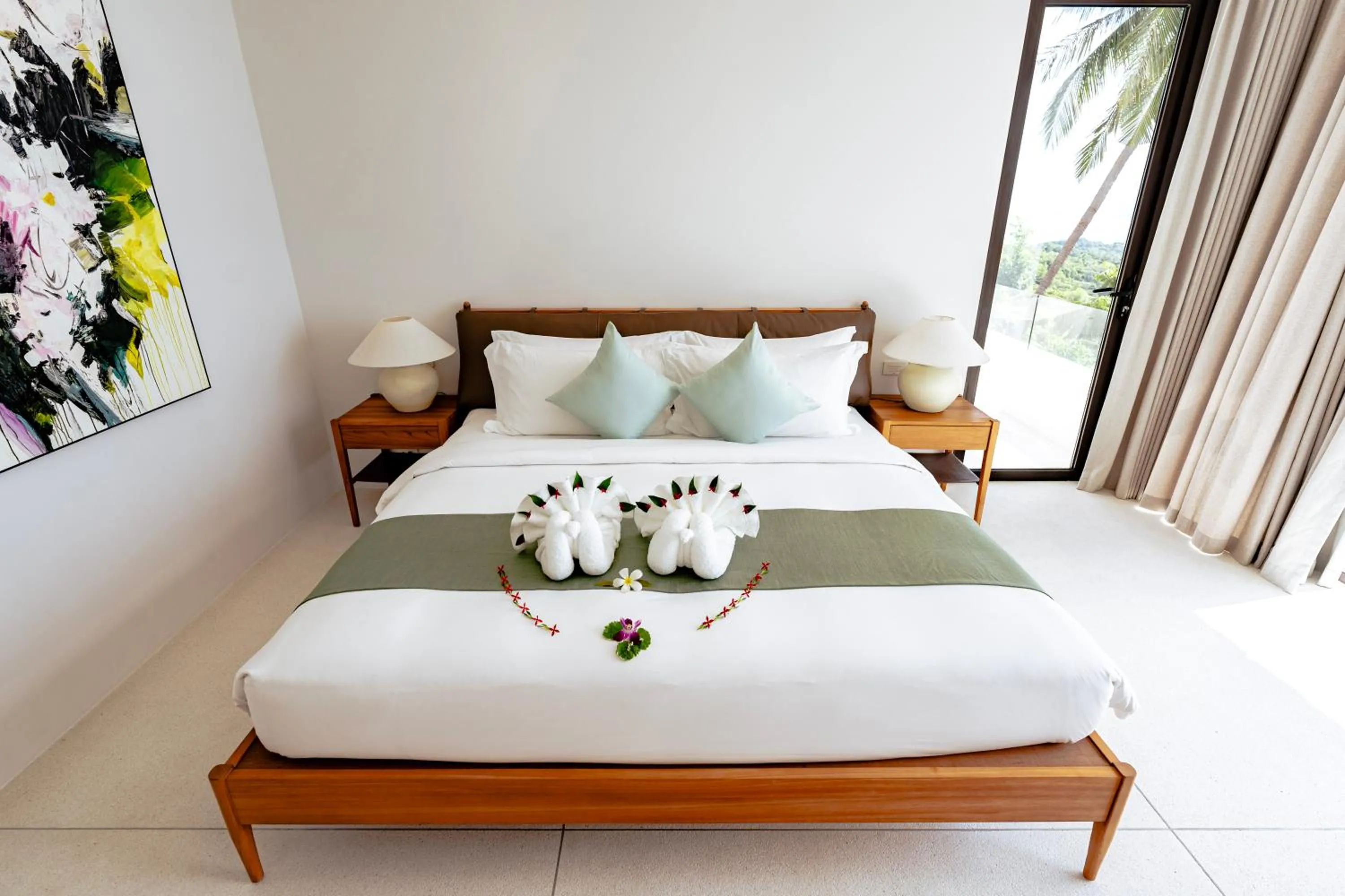 Bed in Anzhu Seamate Villa Samui