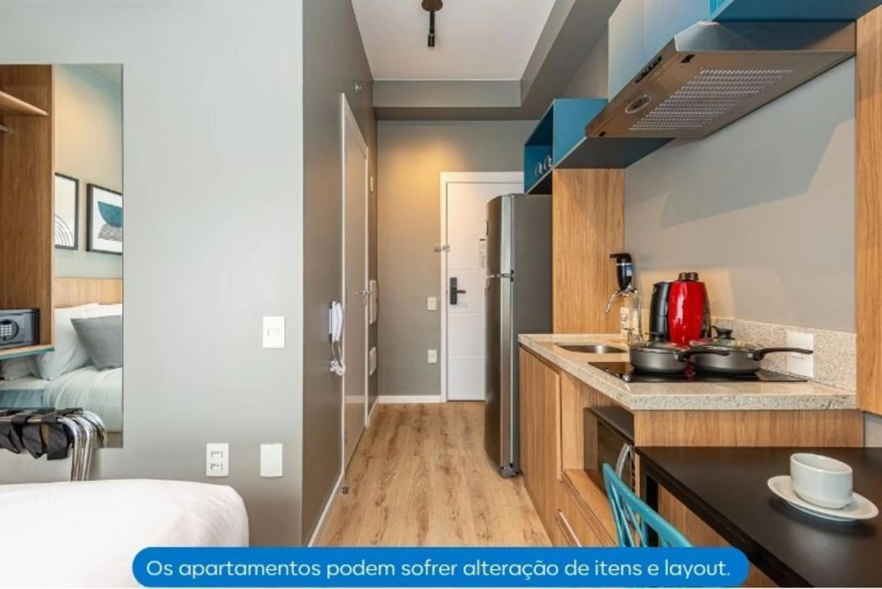 Kitchen or kitchenette, Bed in Roomo Transamerica SP Alto do Ipiranga