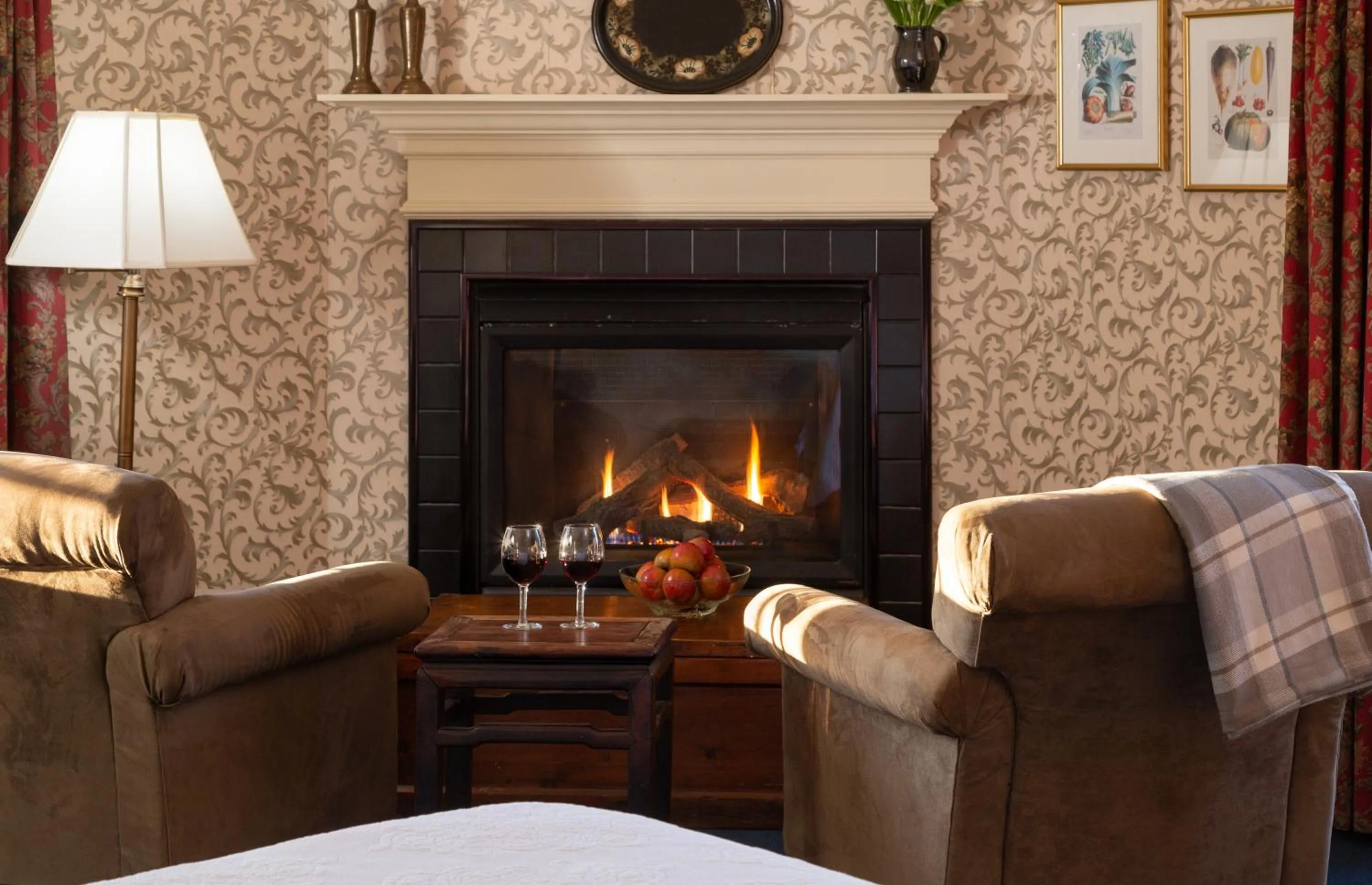 fireplace in Chesterfield Inn