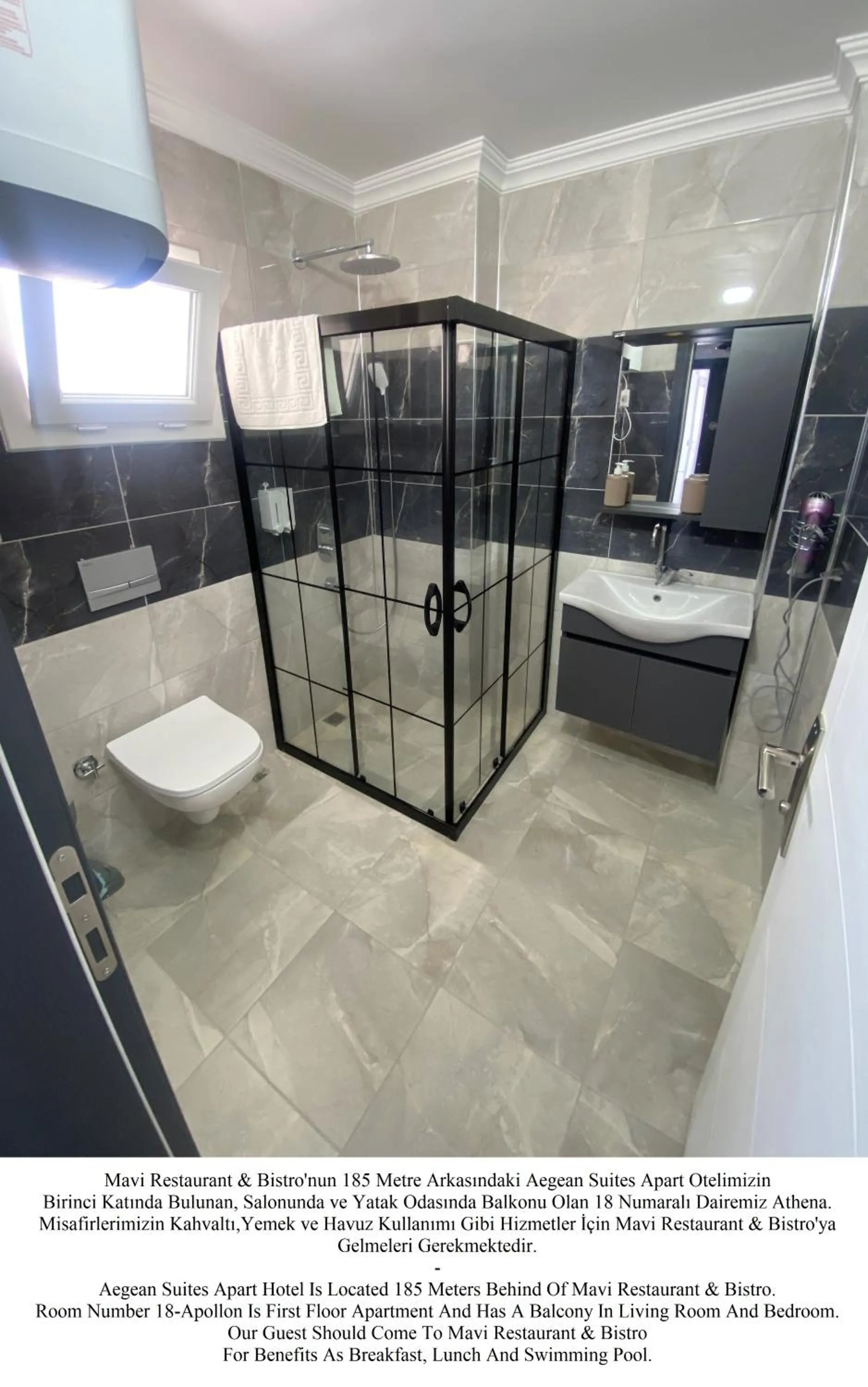 Shower in Mavi Restaurant & Apartments 3