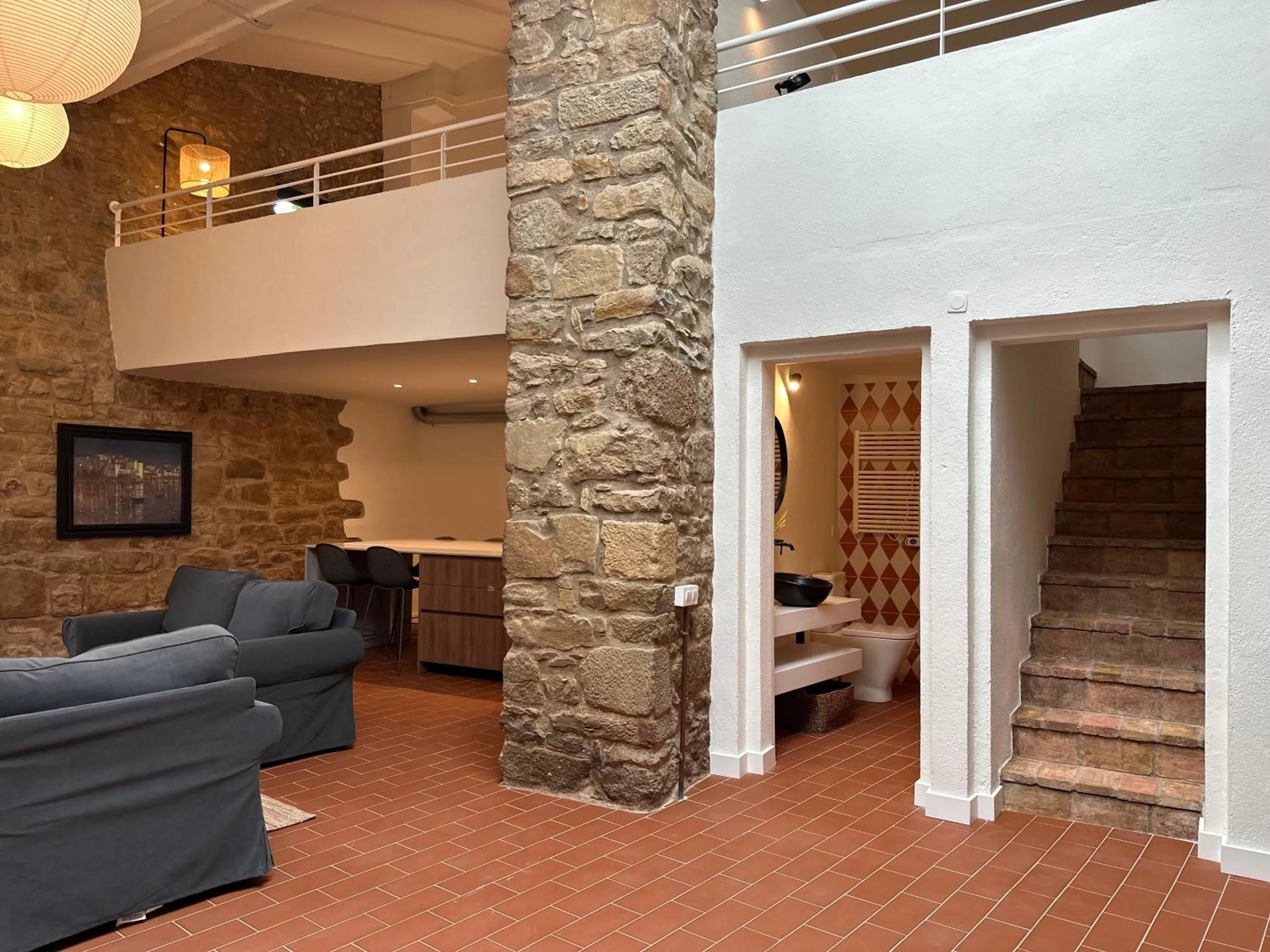 Bathroom, Bed in Encís d'Empordà -Adults Only-