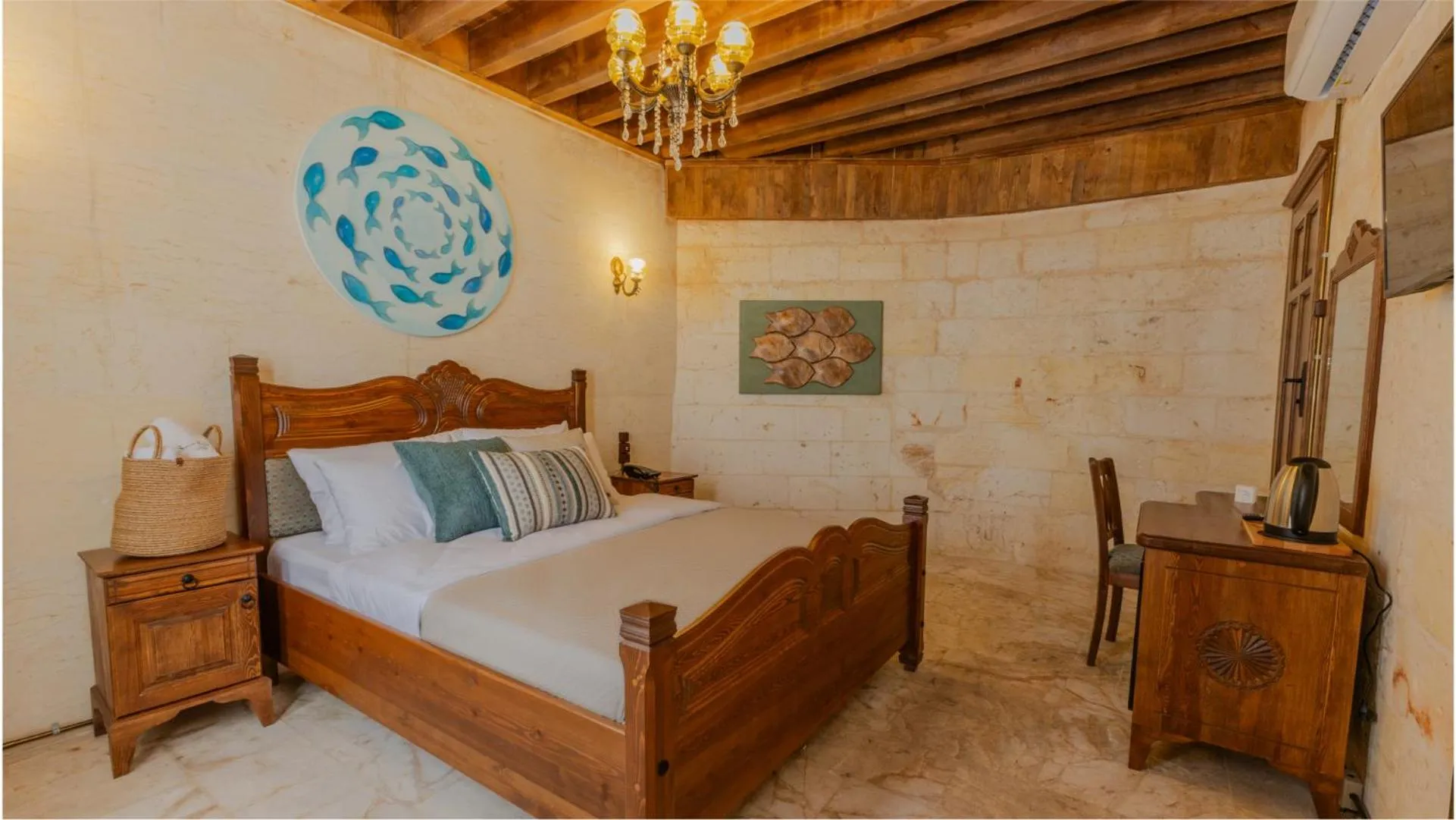 Bedroom, Bed in Stone House by Cevahir