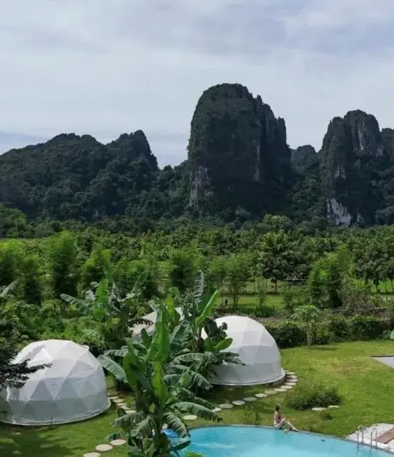 Mountain view in Sabai Glamping Vang Vieng Mountain view in Sabai Glamping Vang Vieng