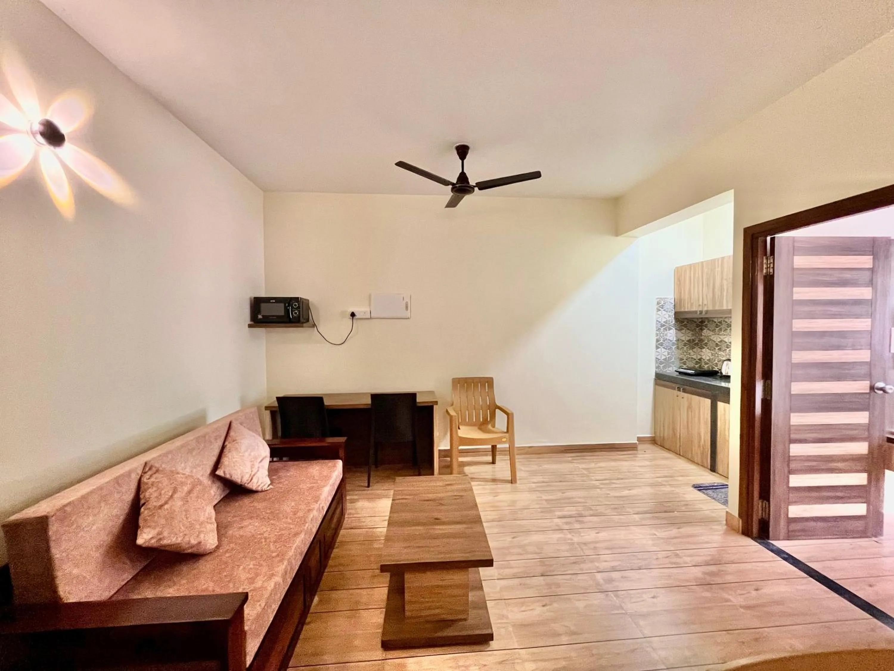 Patio in Lykke Suites- 2-min Drive to Colva Beach-By Goan Felicidade Hospitality PVT LTD