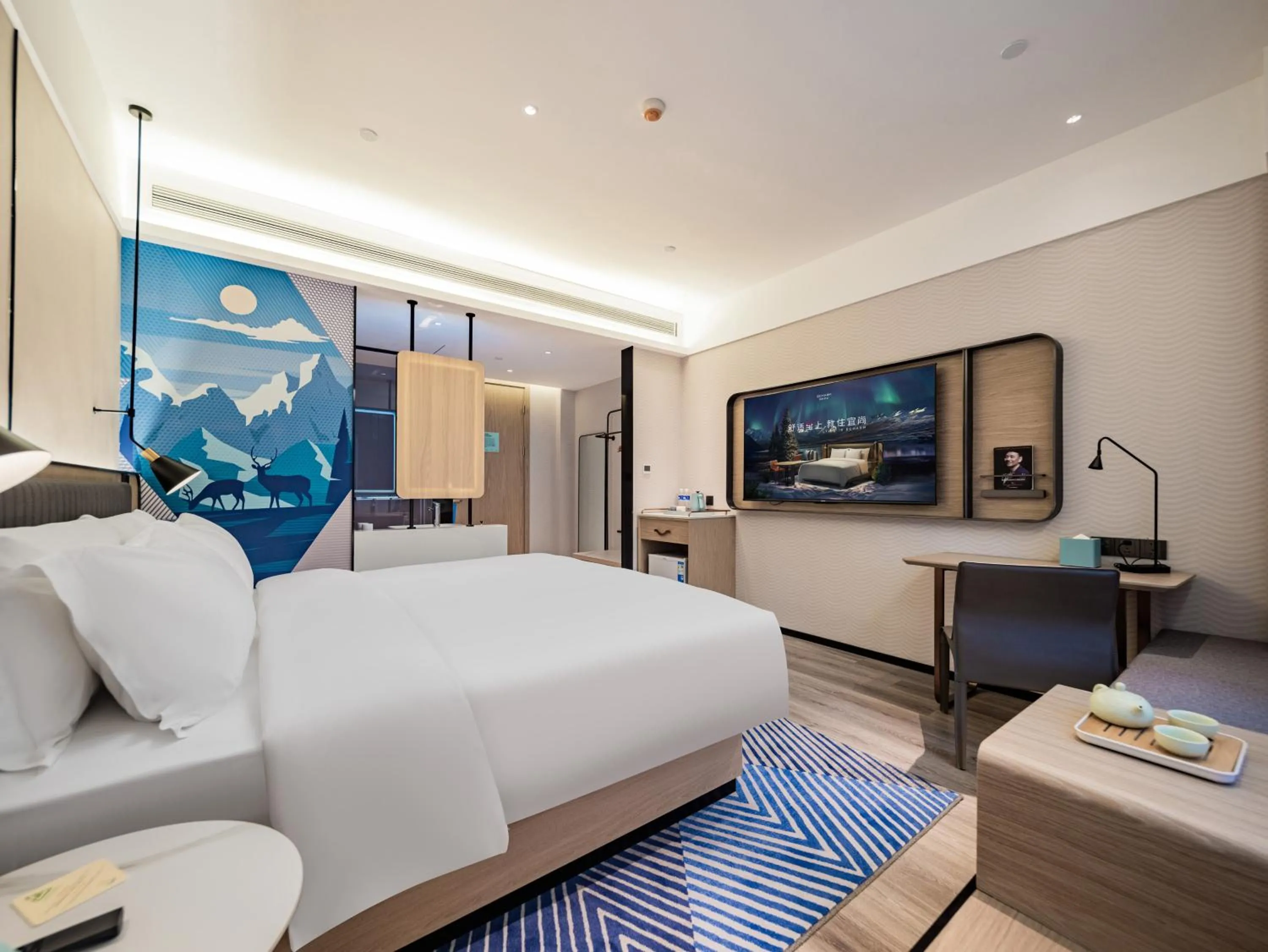Bed in Echarm Hotel Xi'an Chanba International Exhibition Center