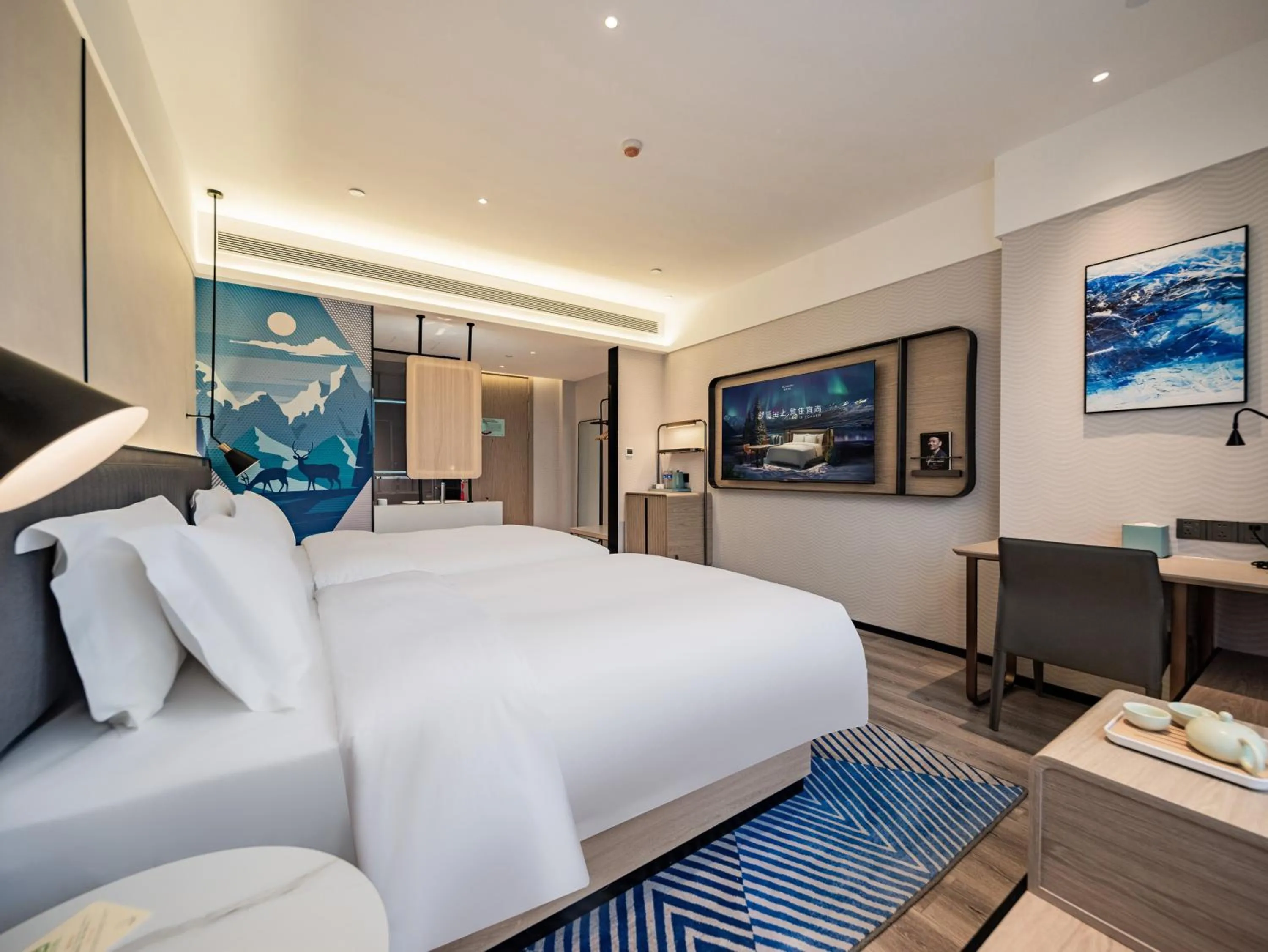 Bed in Echarm Hotel Xi'an Chanba International Exhibition Center