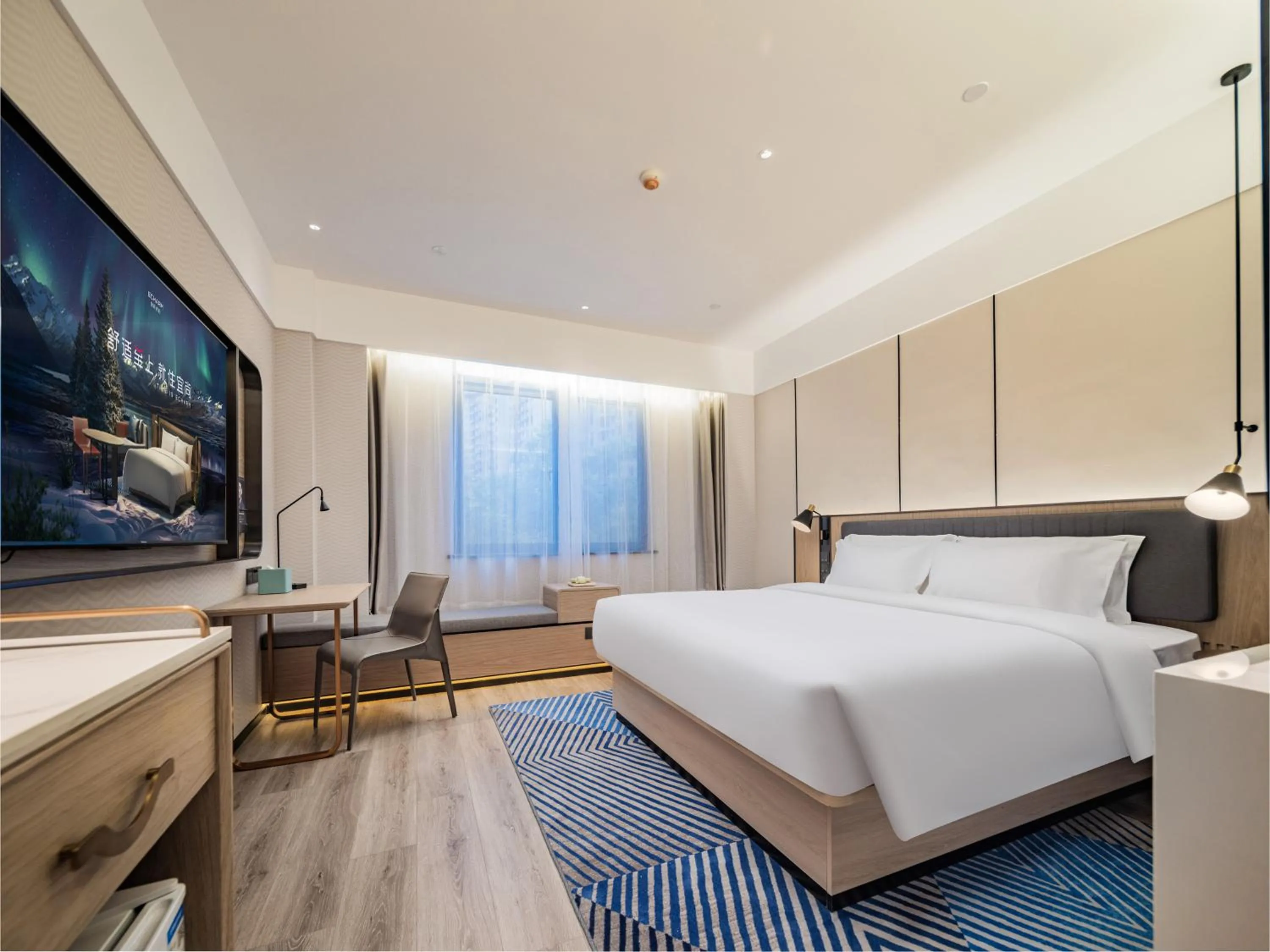 Bed in Echarm Hotel Xi'an Chanba International Exhibition Center