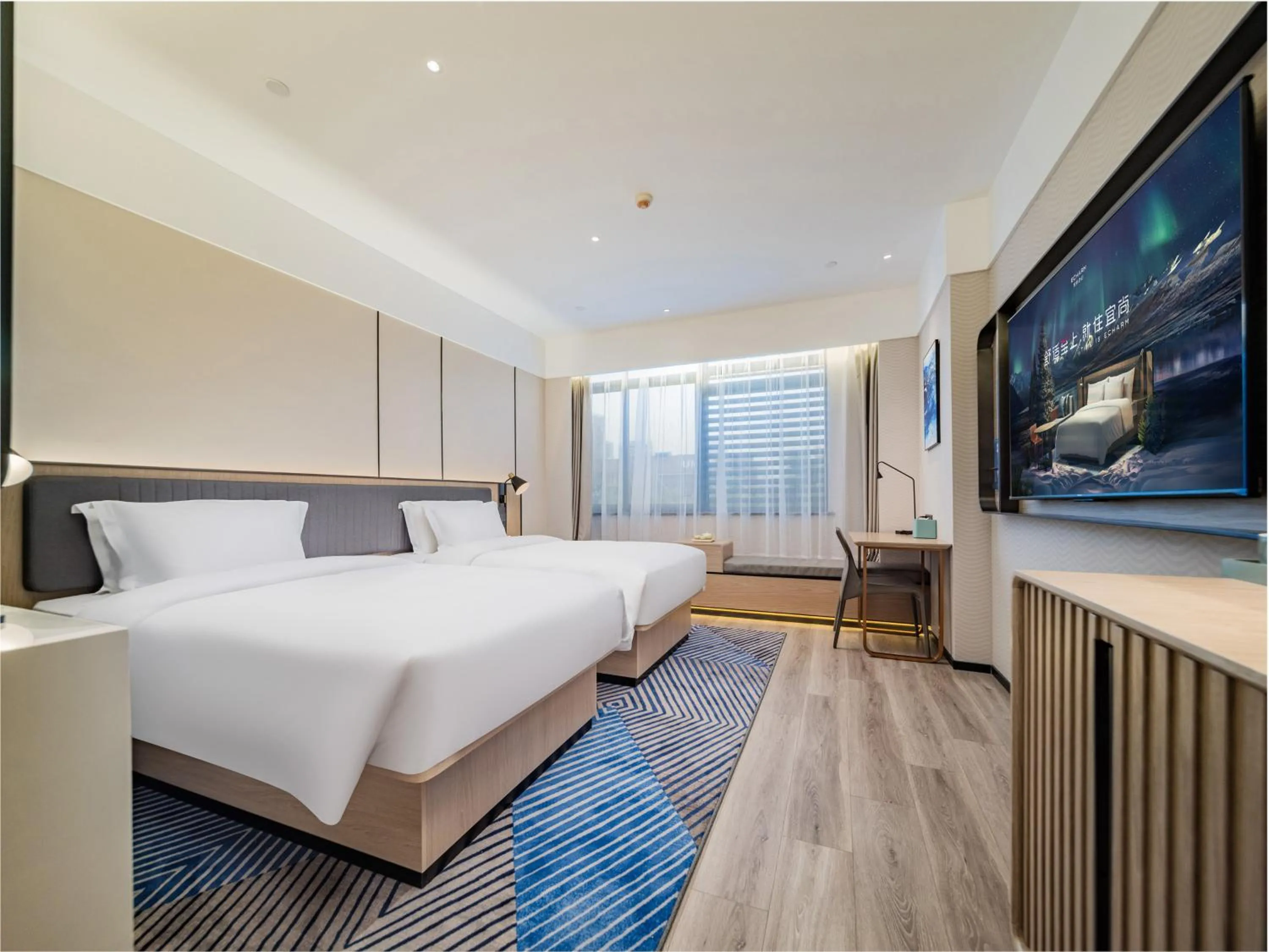 Bed in Echarm Hotel Xi'an Chanba International Exhibition Center