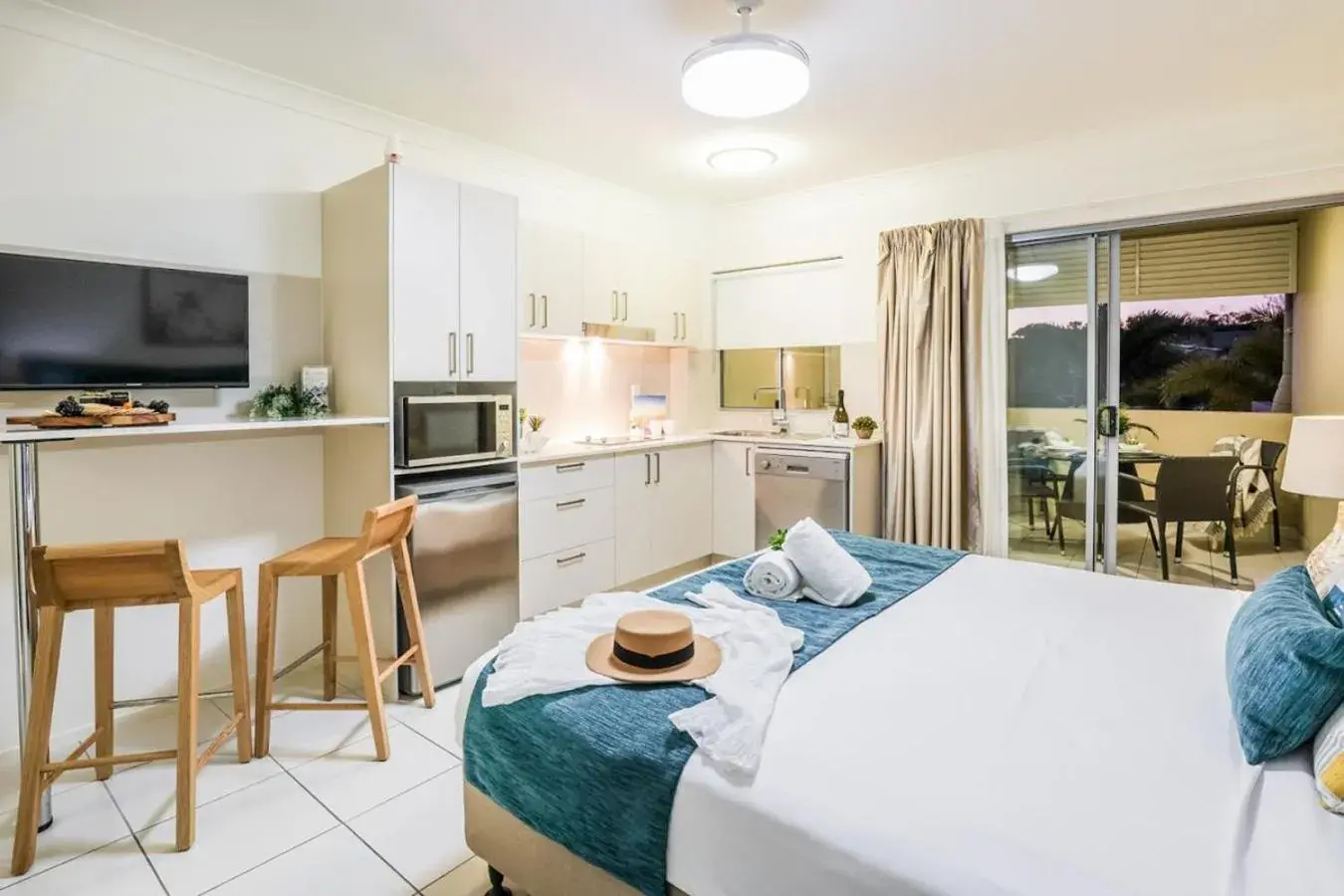 Patio, Bed in 1770 Lagoons Central Apartment Resort Official Patio, Bed in 1770 Lagoons Central Apartment Resort Official