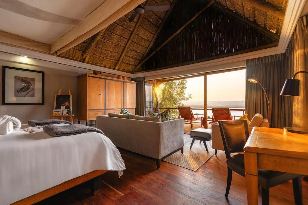 Bed in Chobe Water Villas