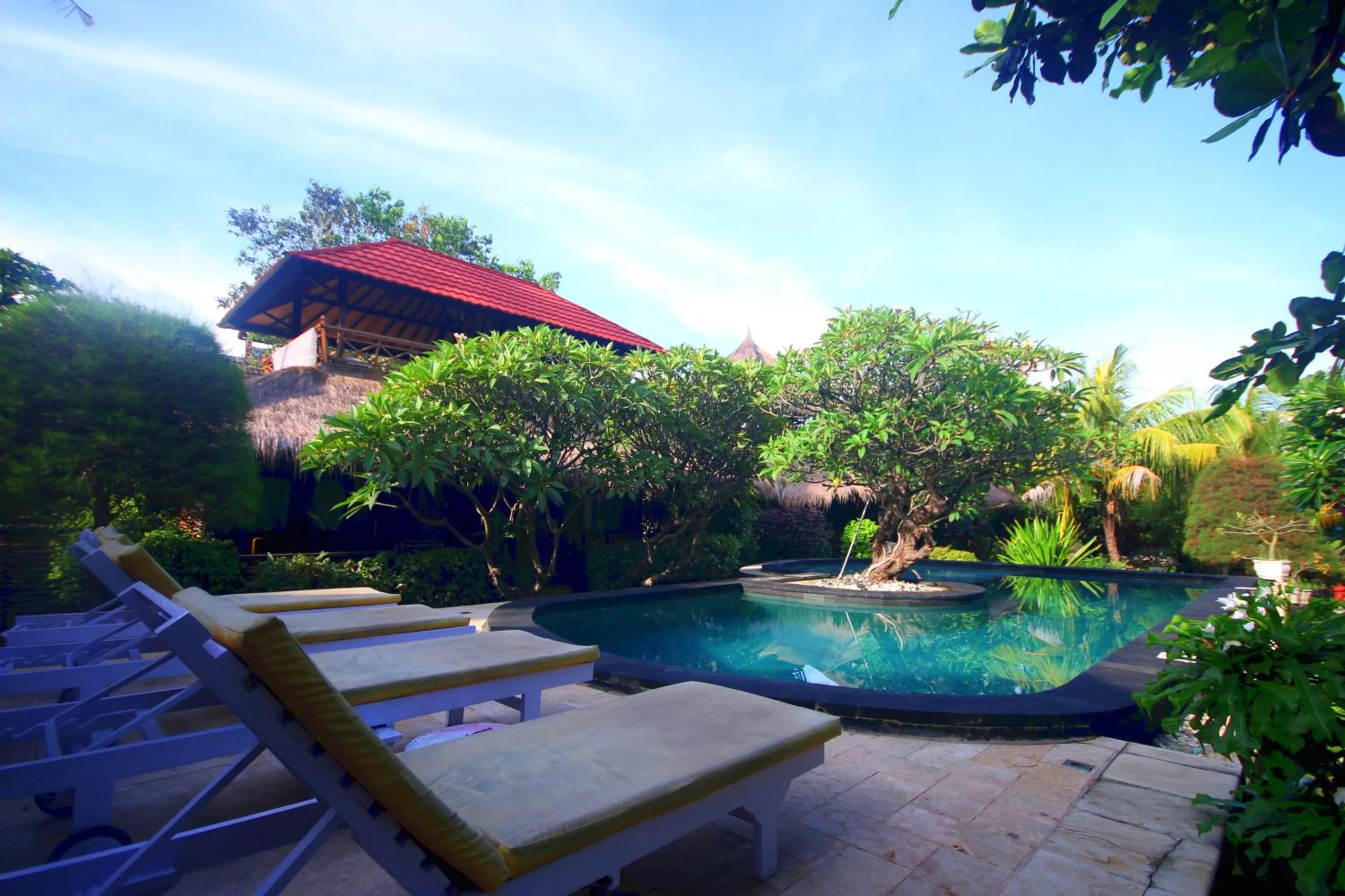 Pool view in Sejuk Cottages