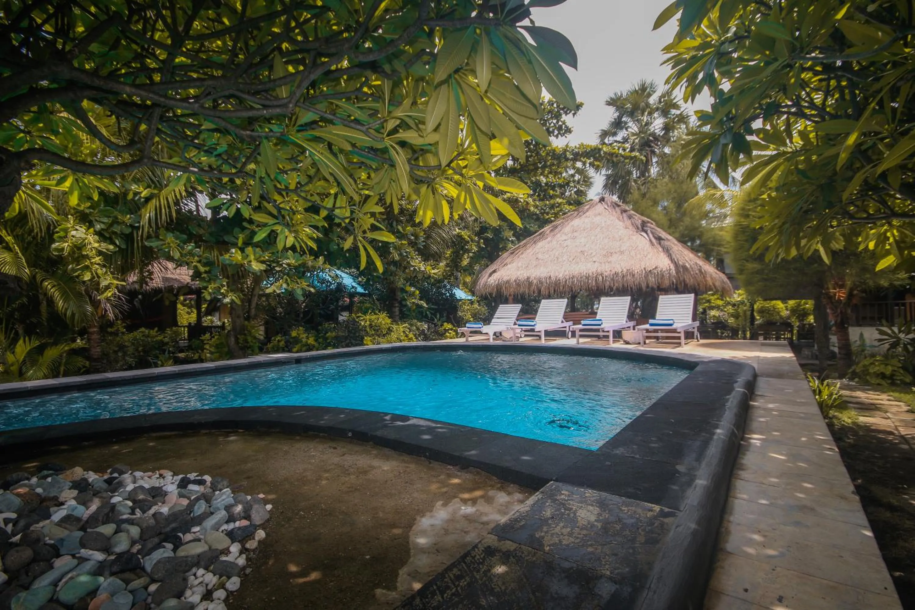 Pool view in Sejuk Cottages