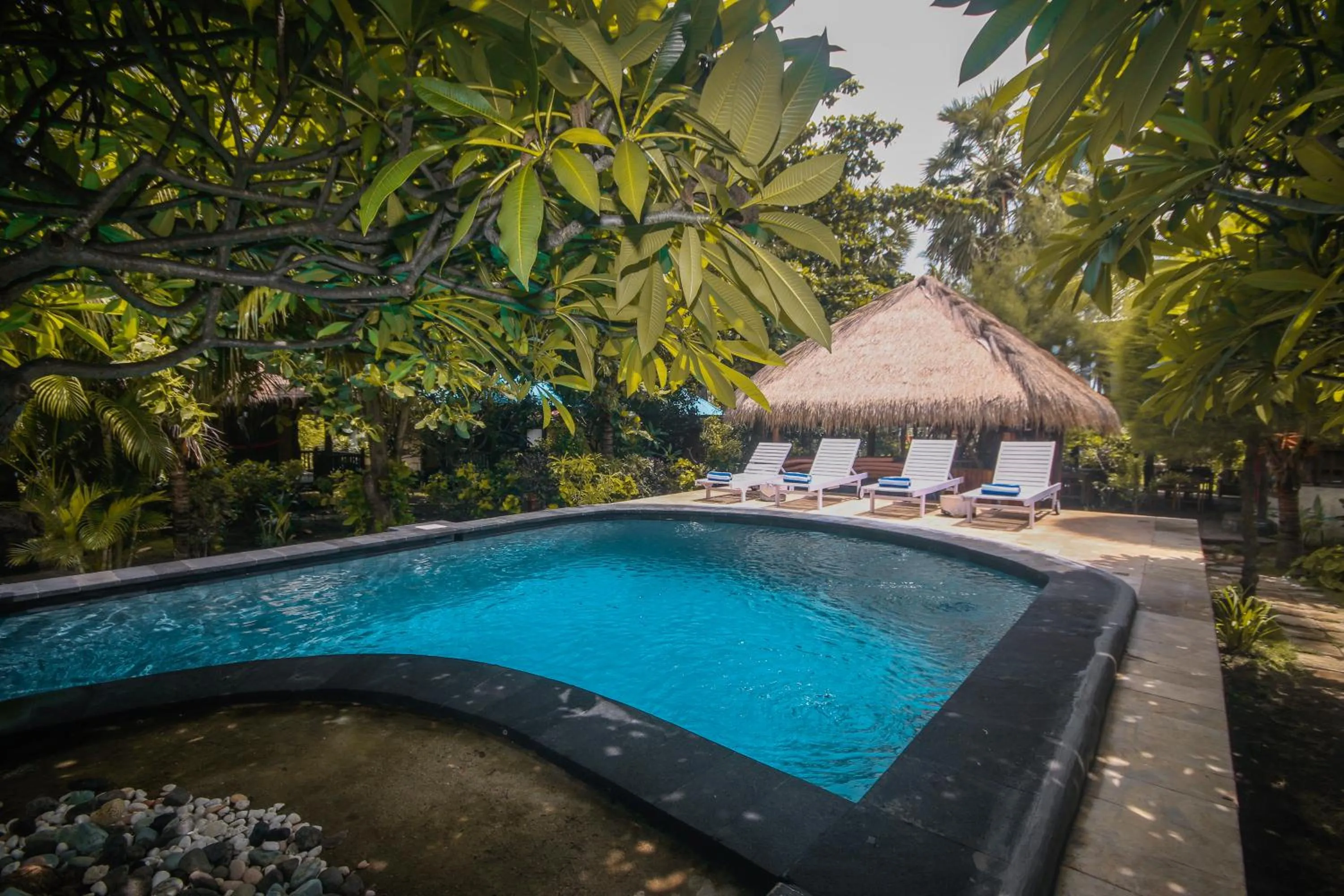 Pool view in Sejuk Cottages