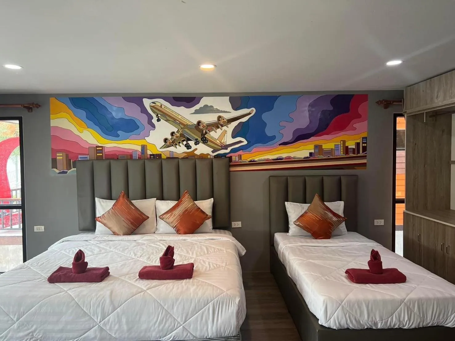 Bed in Chomview Lanta Water Park Resort