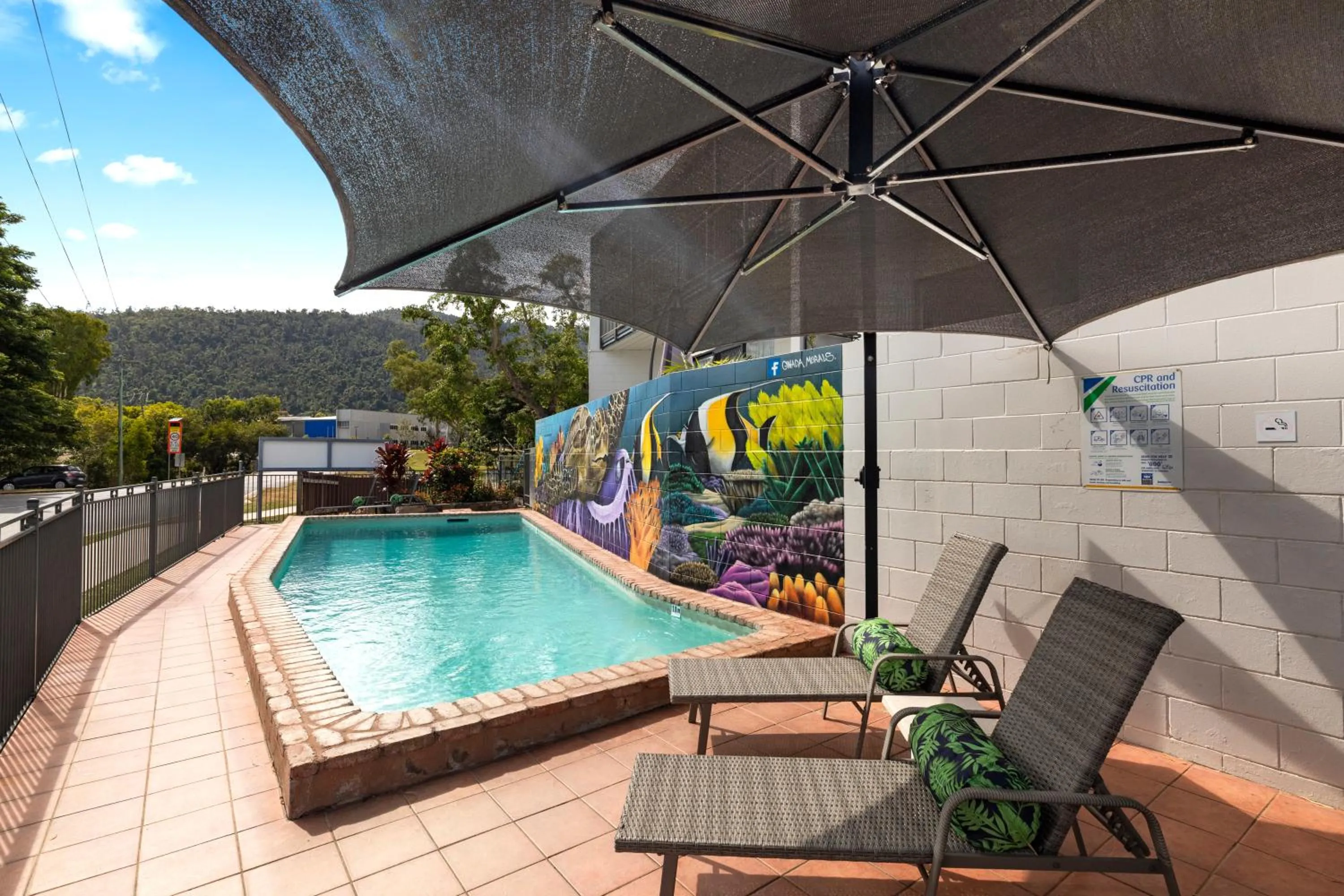 Pool view in Whitsunday Waterfront Apartments