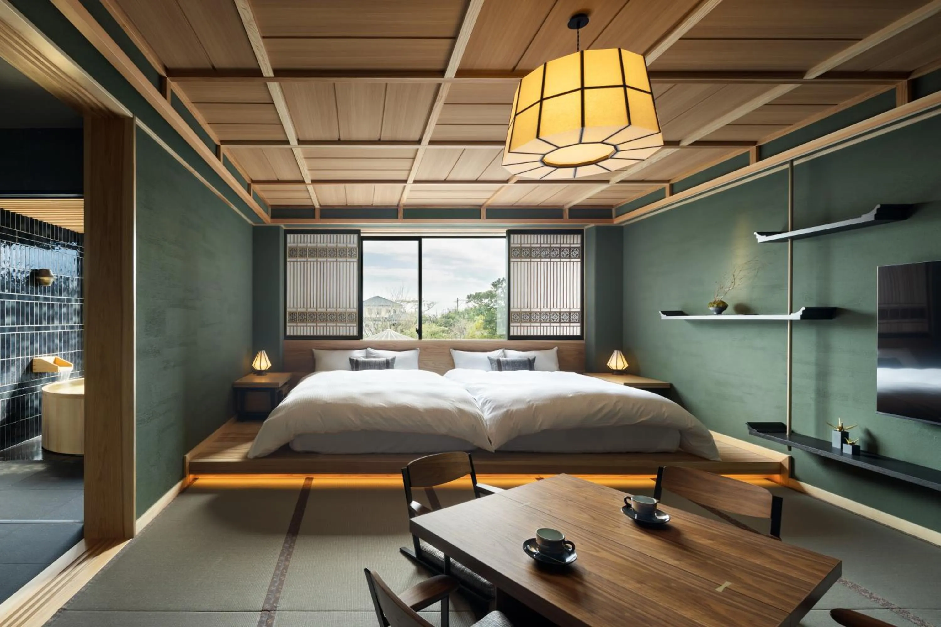 Photo of the whole room, Bed in Yakakutei