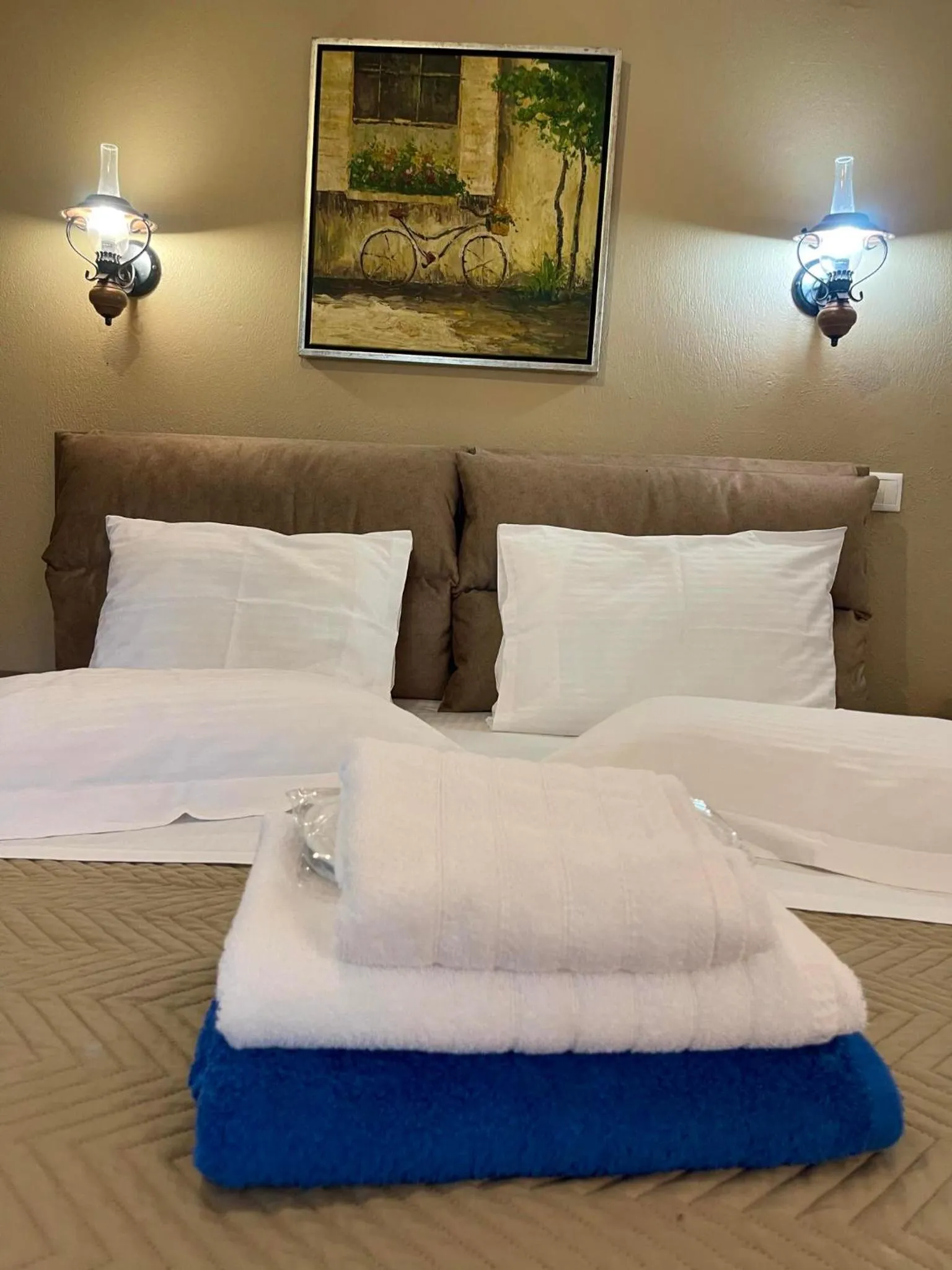 Bed in Skiathos Island Suites