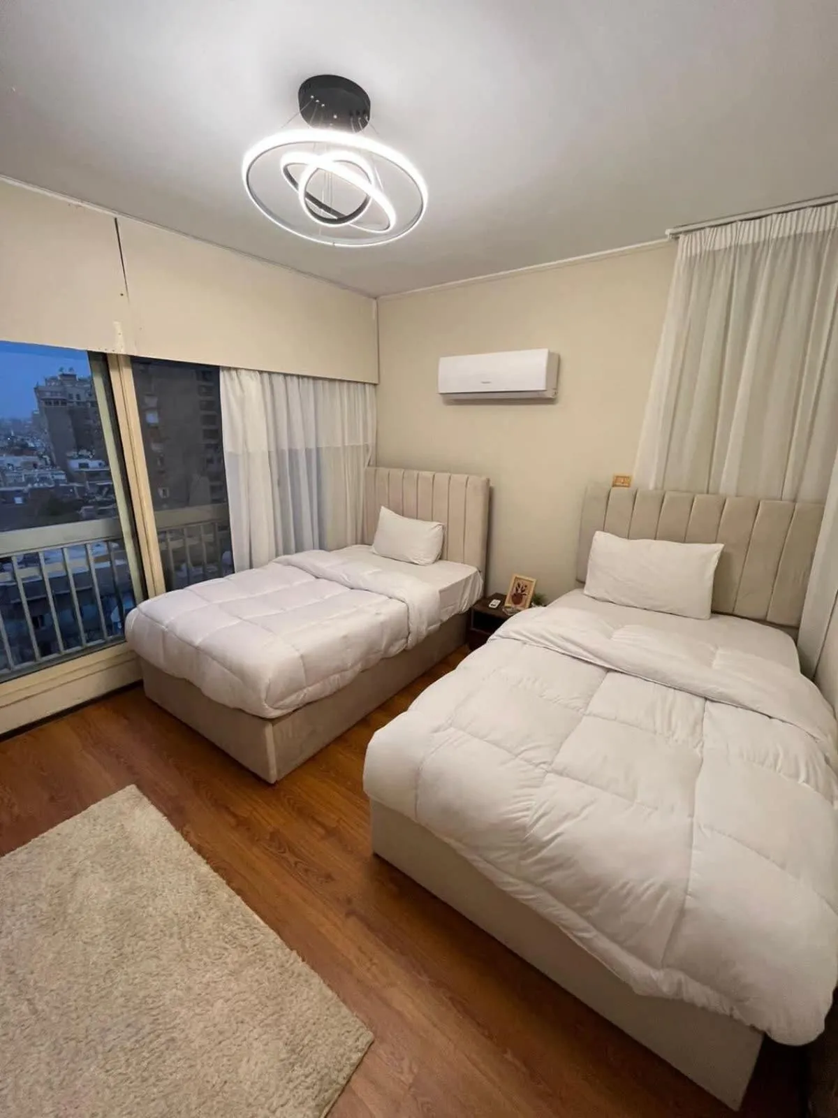 Bed in Zamalek side Nile view 2BR