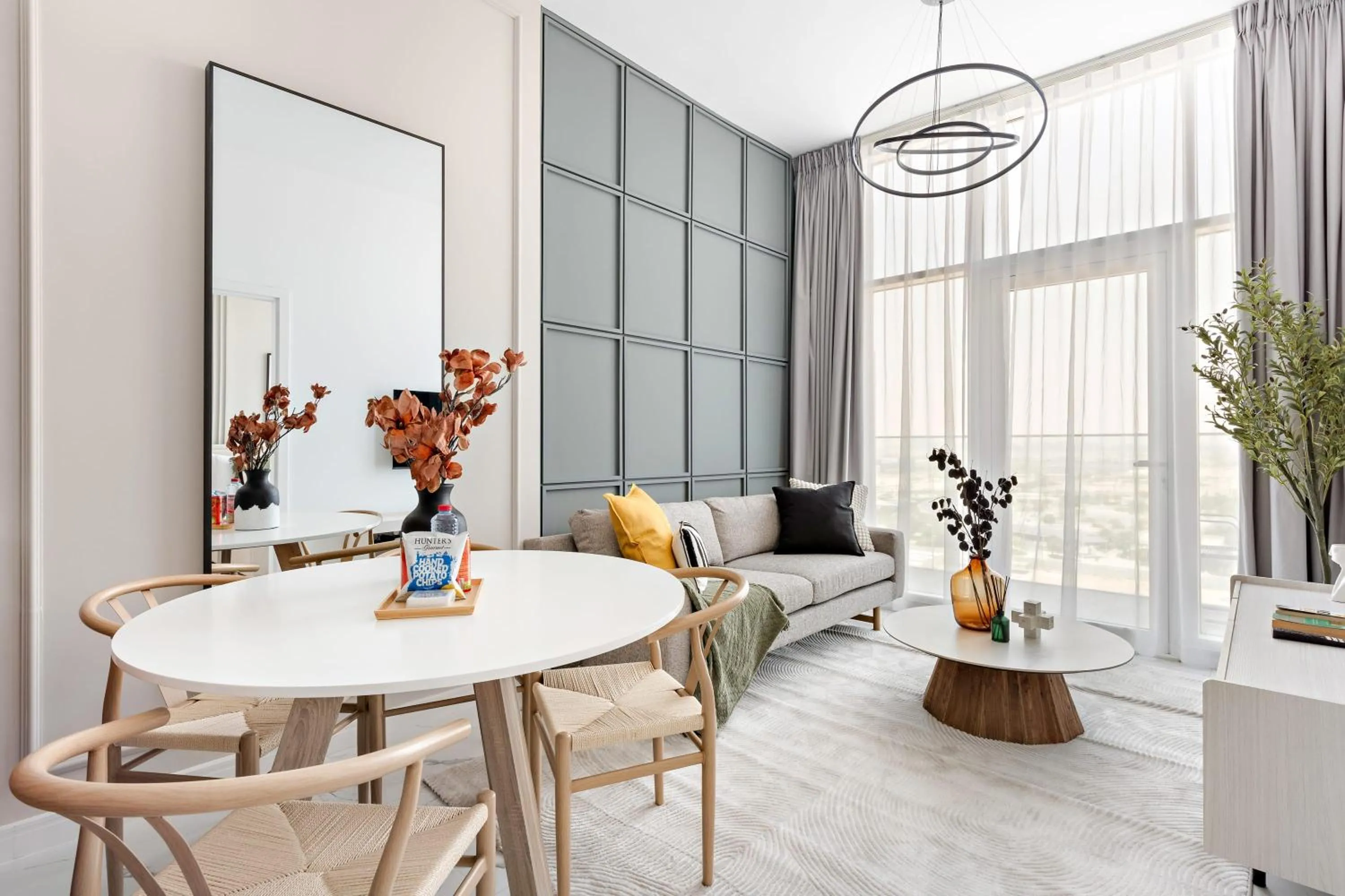 Living room in Silkhaus Vacation Homes Modern 1BDR in Oasis Near Masdar City Park