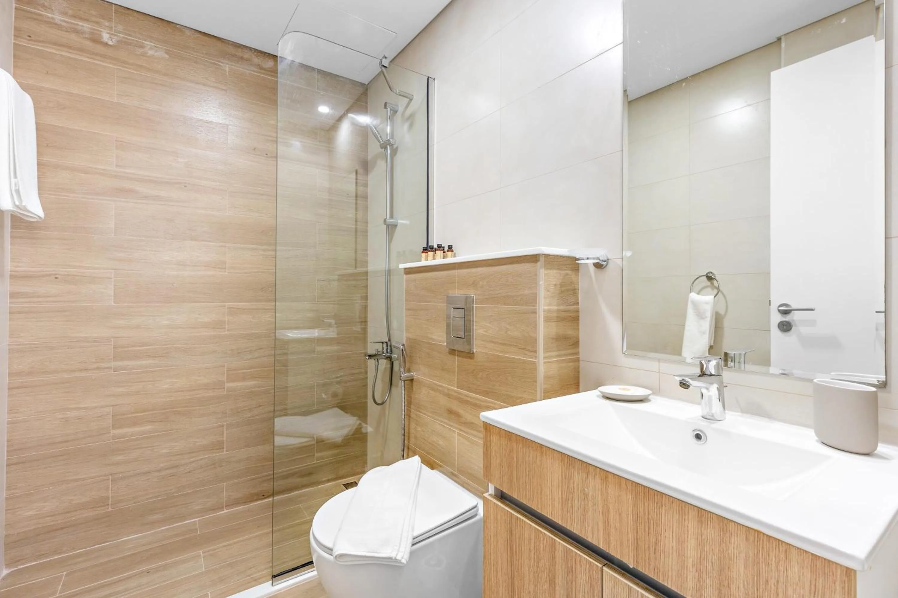 Bathroom in Silkhaus Vacation Homes Modern 1BDR in Oasis Near Masdar City Park