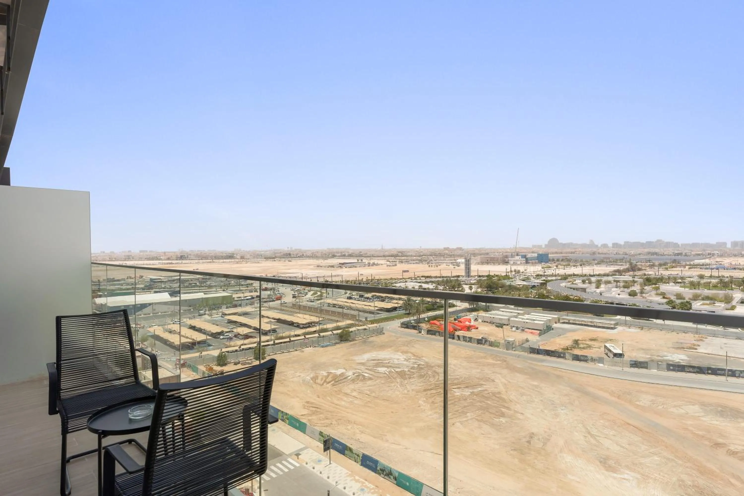 Balcony/Terrace in Silkhaus Vacation Homes Modern 1BDR in Oasis Near Masdar City Park