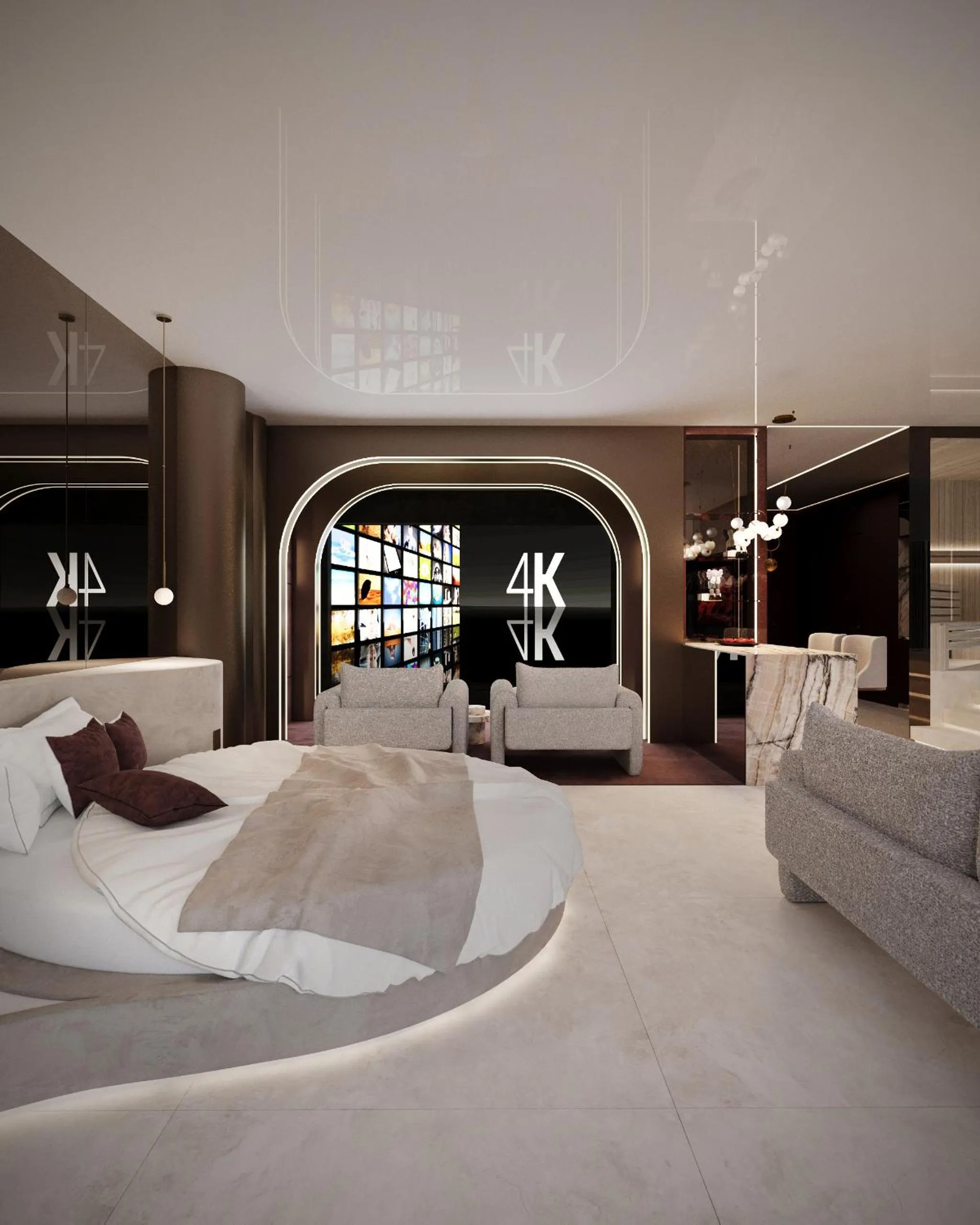 Bed in Apartamenty Sky Tower z Jakuzzi Przy Oknie