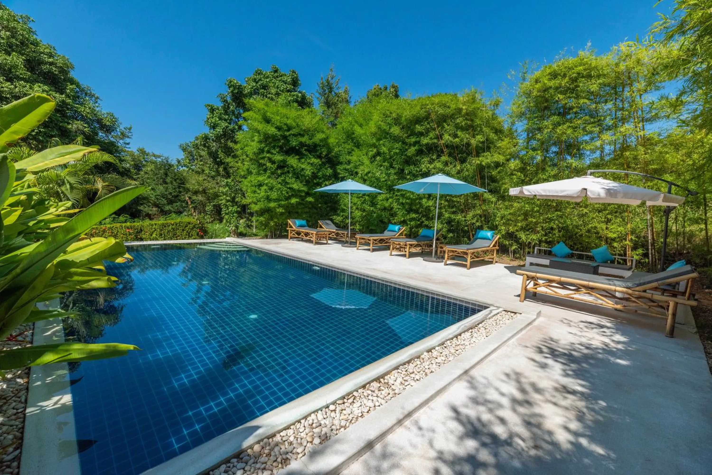 Pool view in Moon Cottage