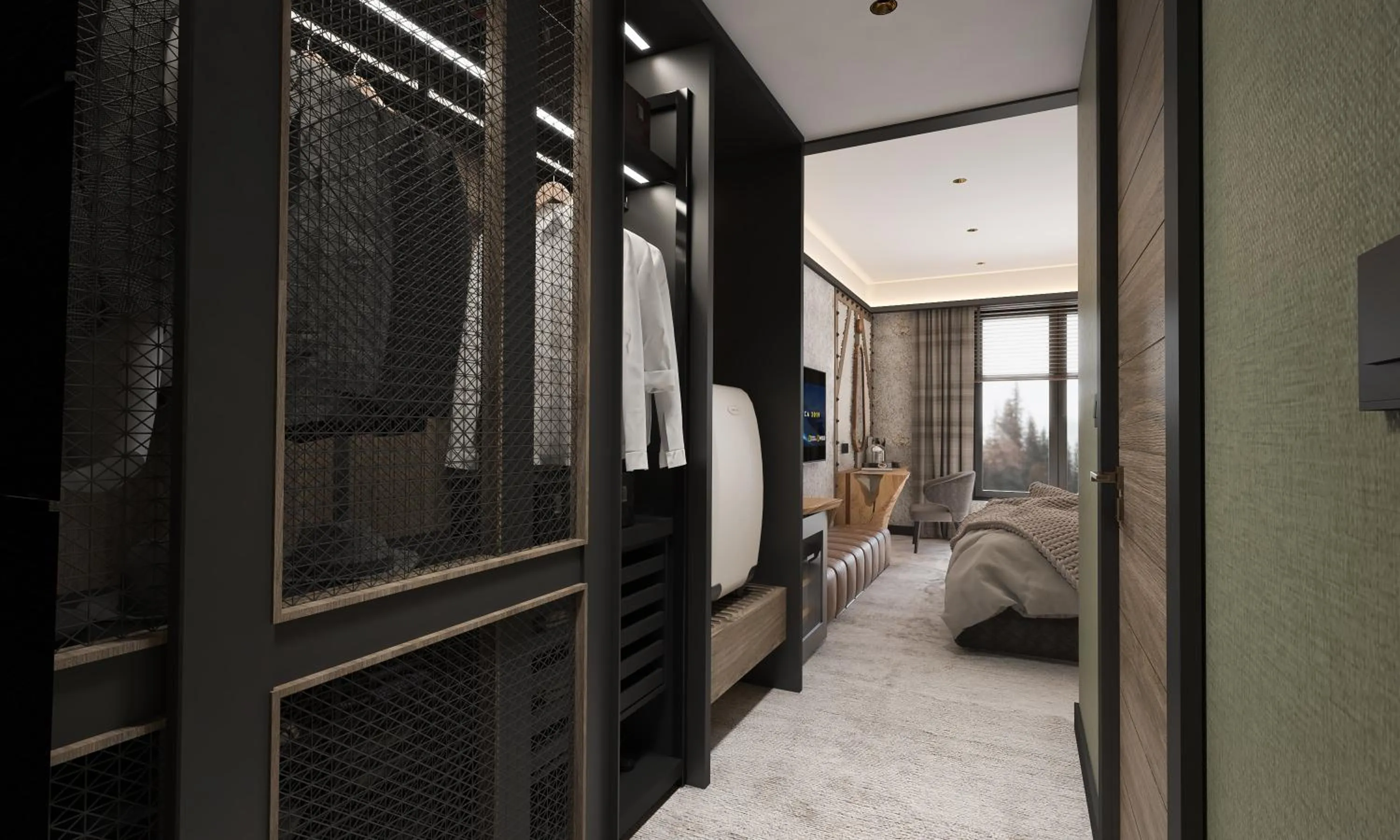 wardrobe, Bed in Wulfenia Hotel & Spa