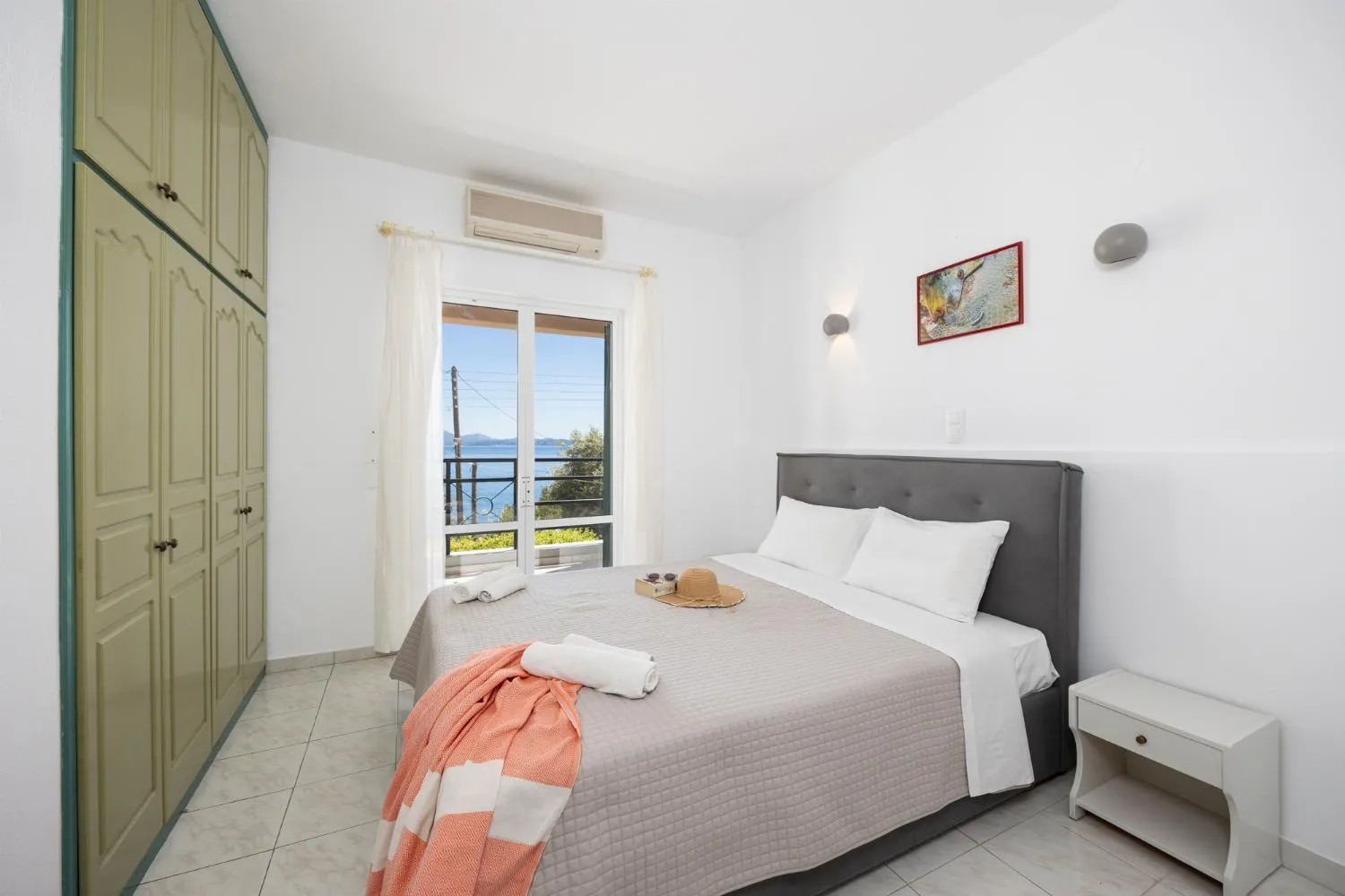 Bed in Nissaki Sea View Hotel