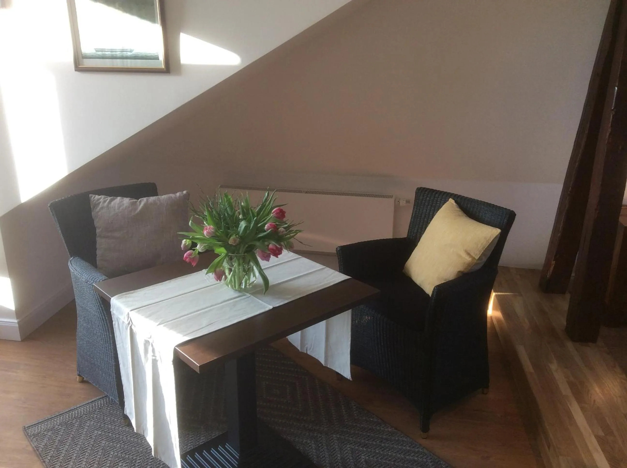 Seating area in Hugos Haus & Berthas Haus