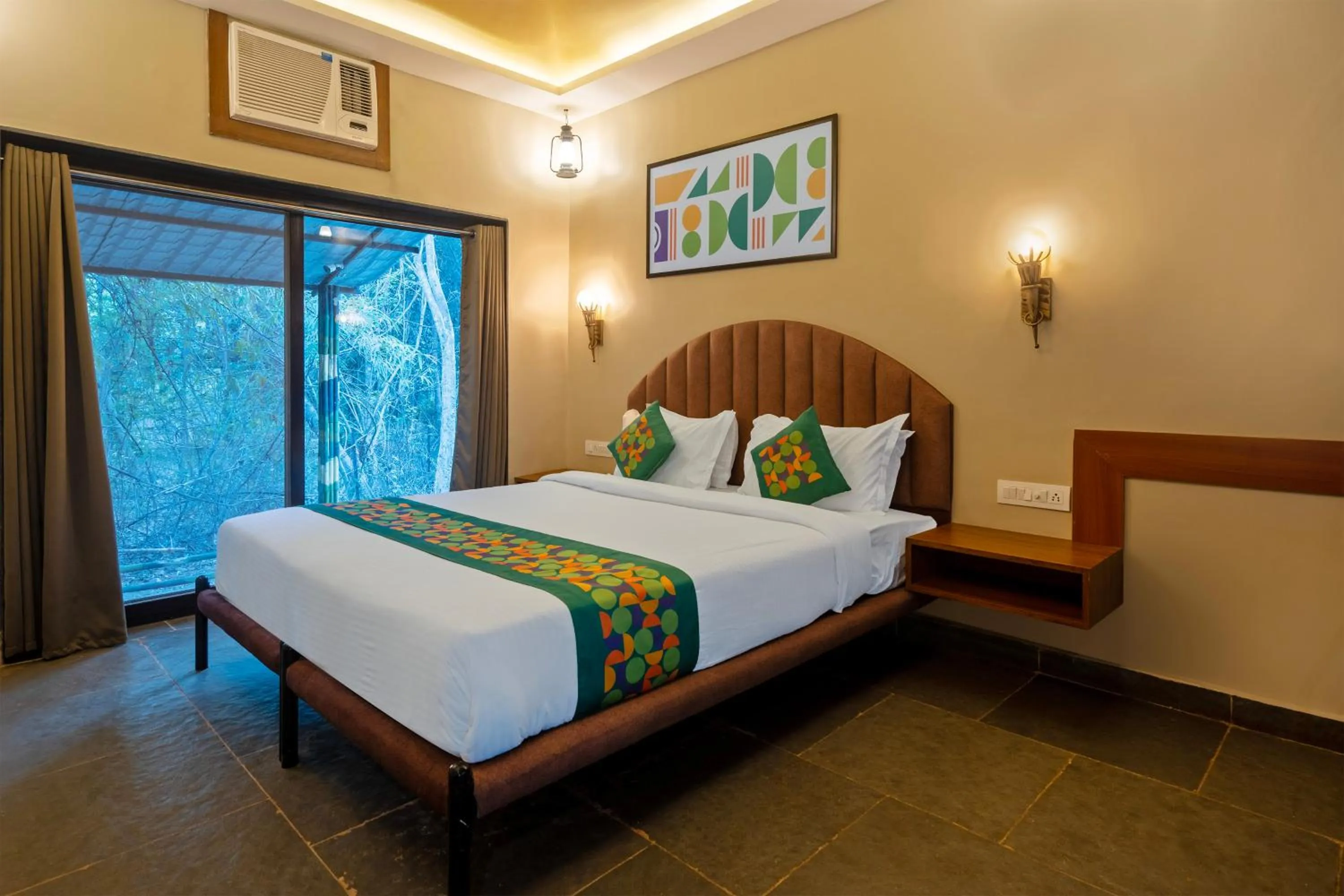 Bedroom, Bed in Treebo Premium Mowgli's Den Pench with Swimming Pool