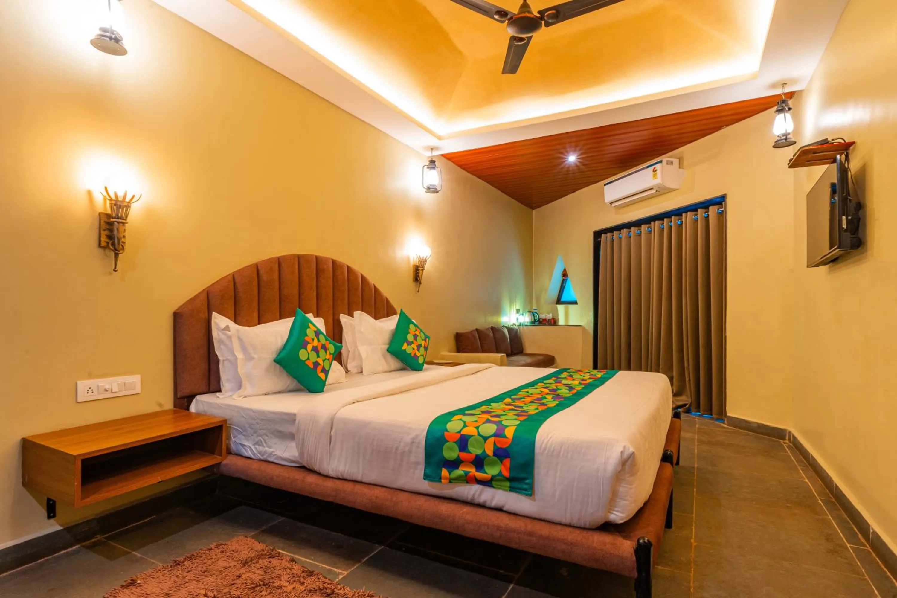 Bedroom, Bed in Treebo Premium Mowgli's Den, Pench