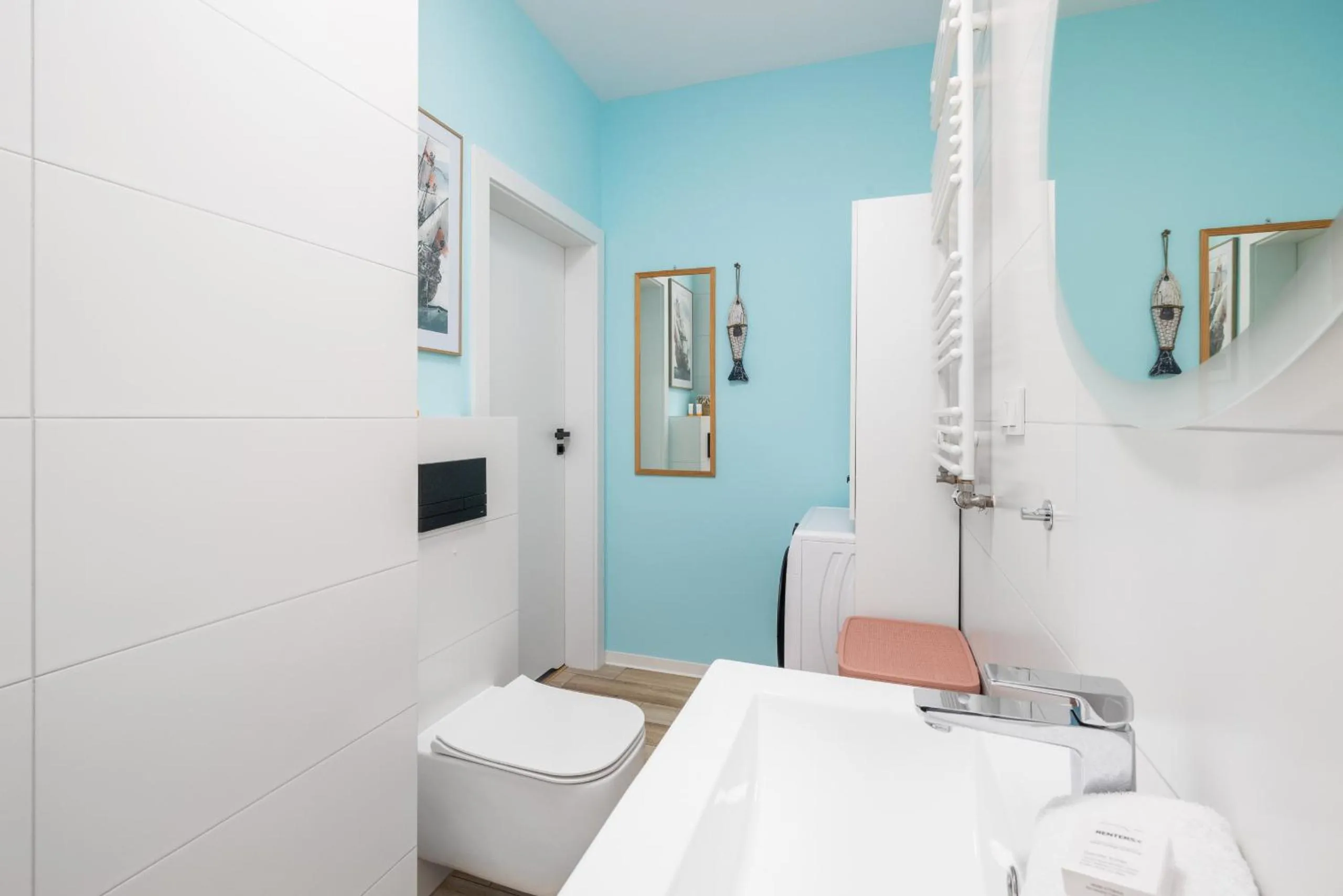 Bathroom in Szprotka Apartment with Air-Conditioning & Parking by Noclegi Renters