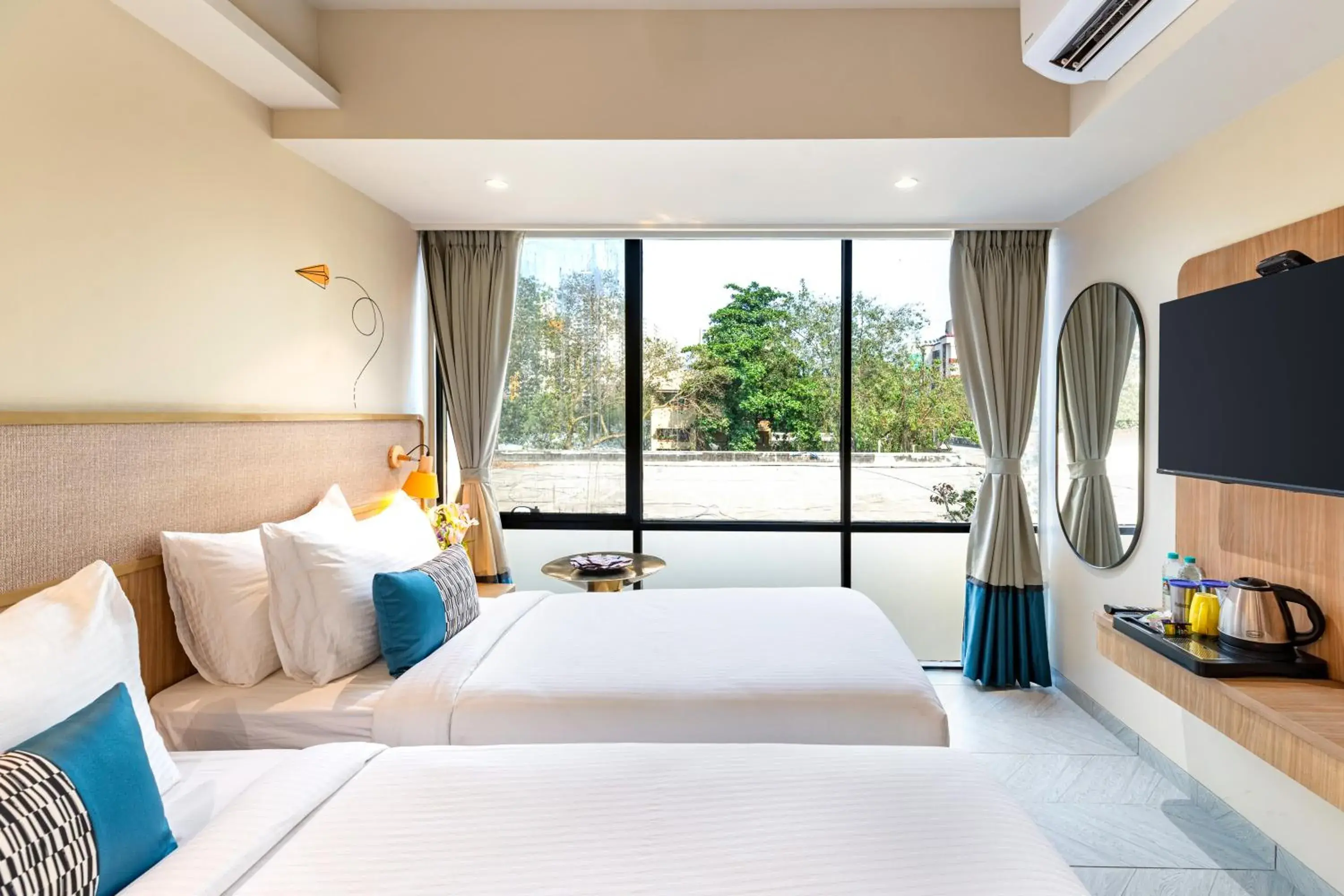Cozy Room Twin Bed in Indie Stays Mumbai International Airport Cozy Room Twin Bed in Indie Stays Mumbai International Airport