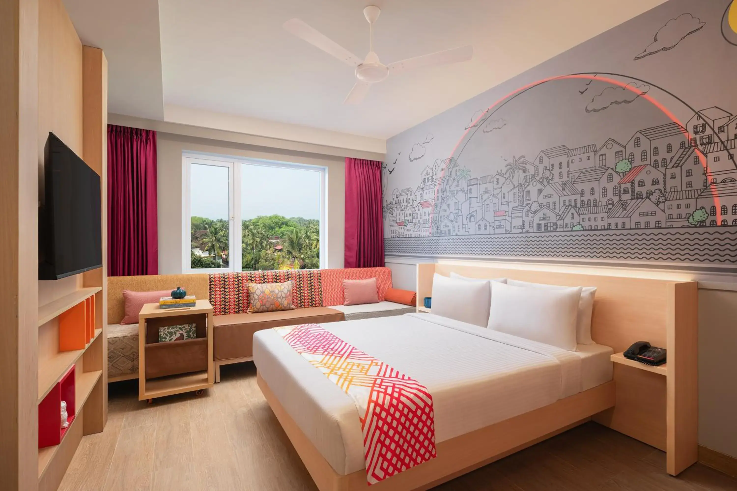 Communal lounge/ TV room, Bed in Ginger Goa Candolim Communal lounge/ TV room, Bed in Ginger Goa Candolim