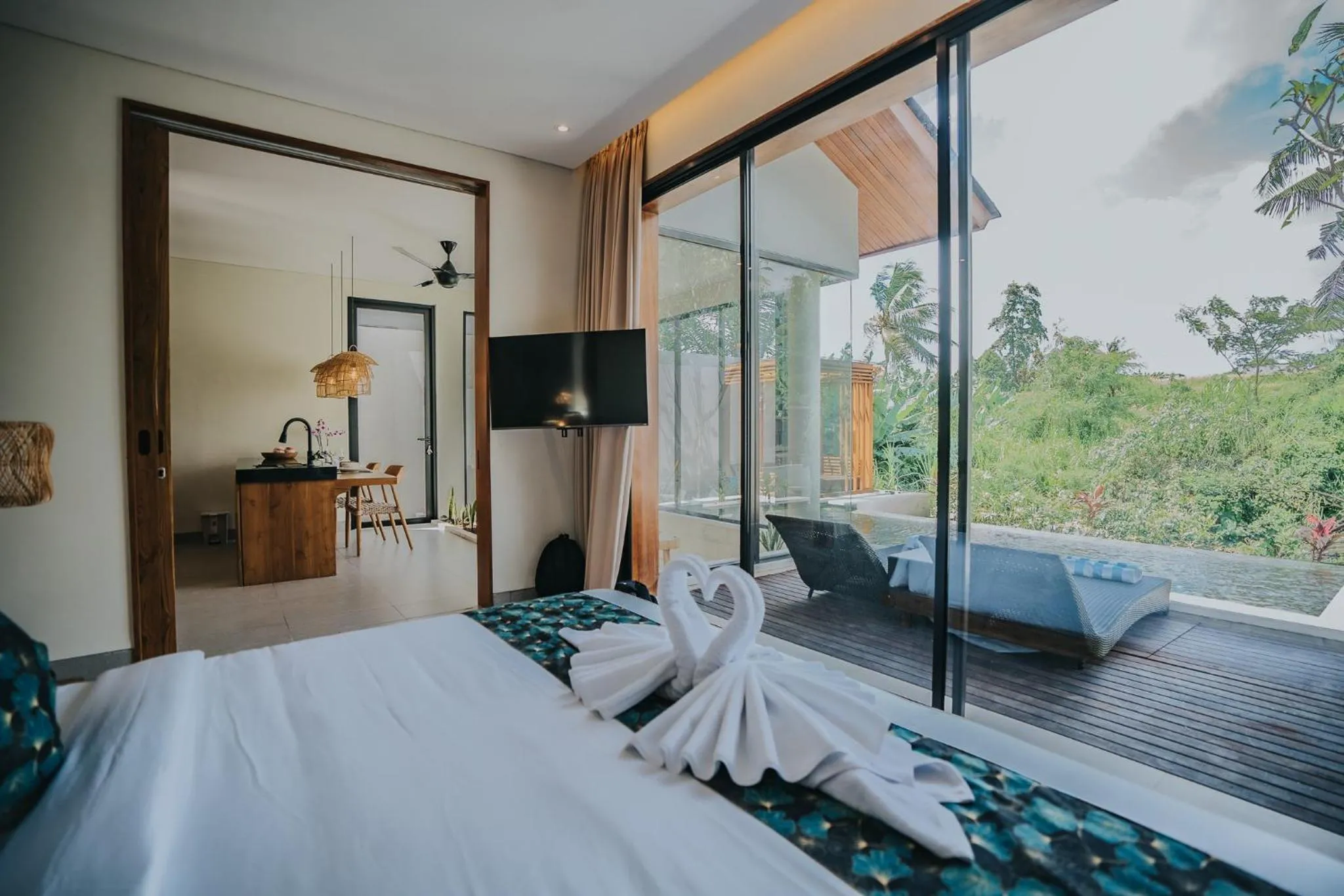 View (from property/room), Bed in Villa Manna Ubud