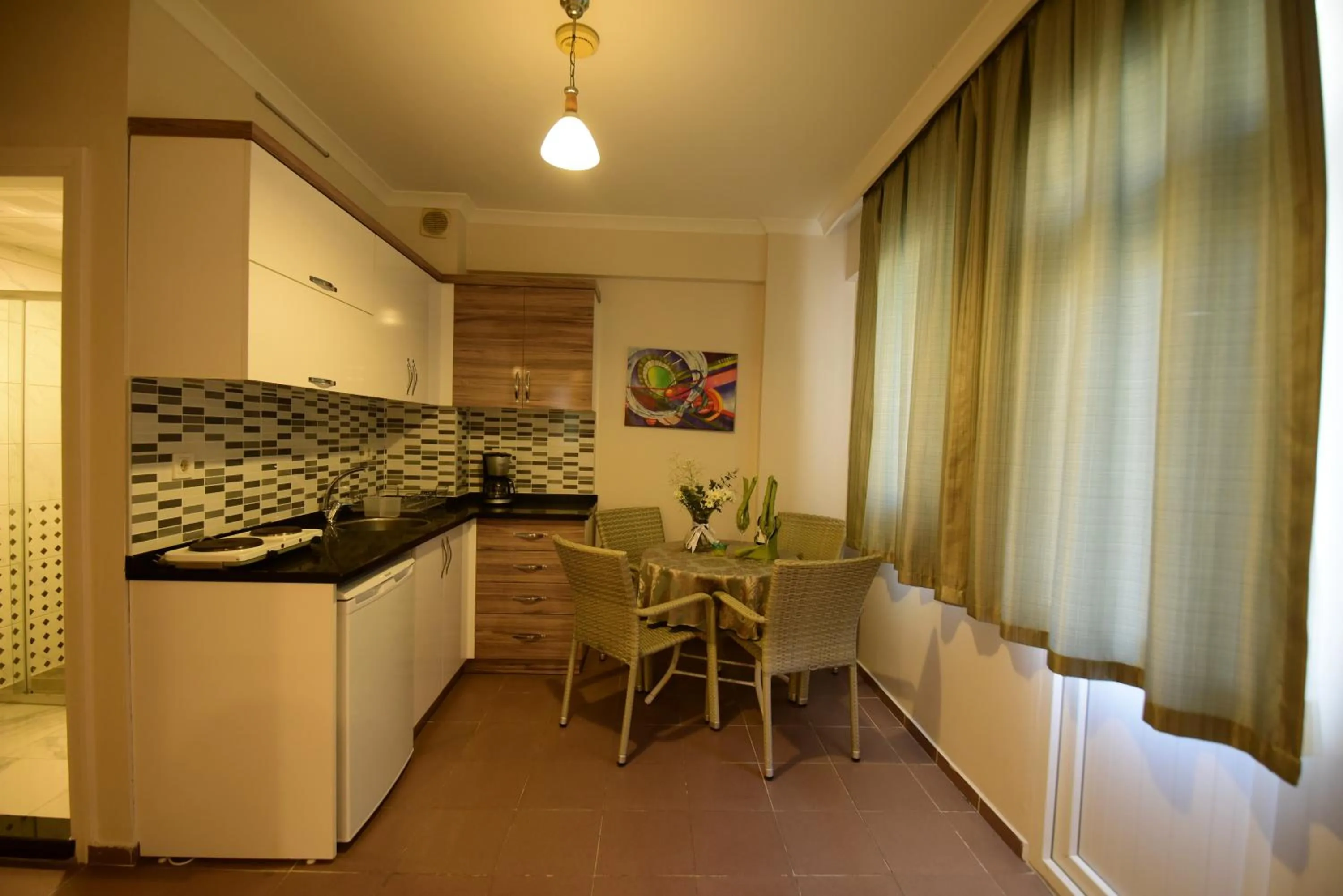 Kitchen or kitchenette in Narcis Apart Hotel