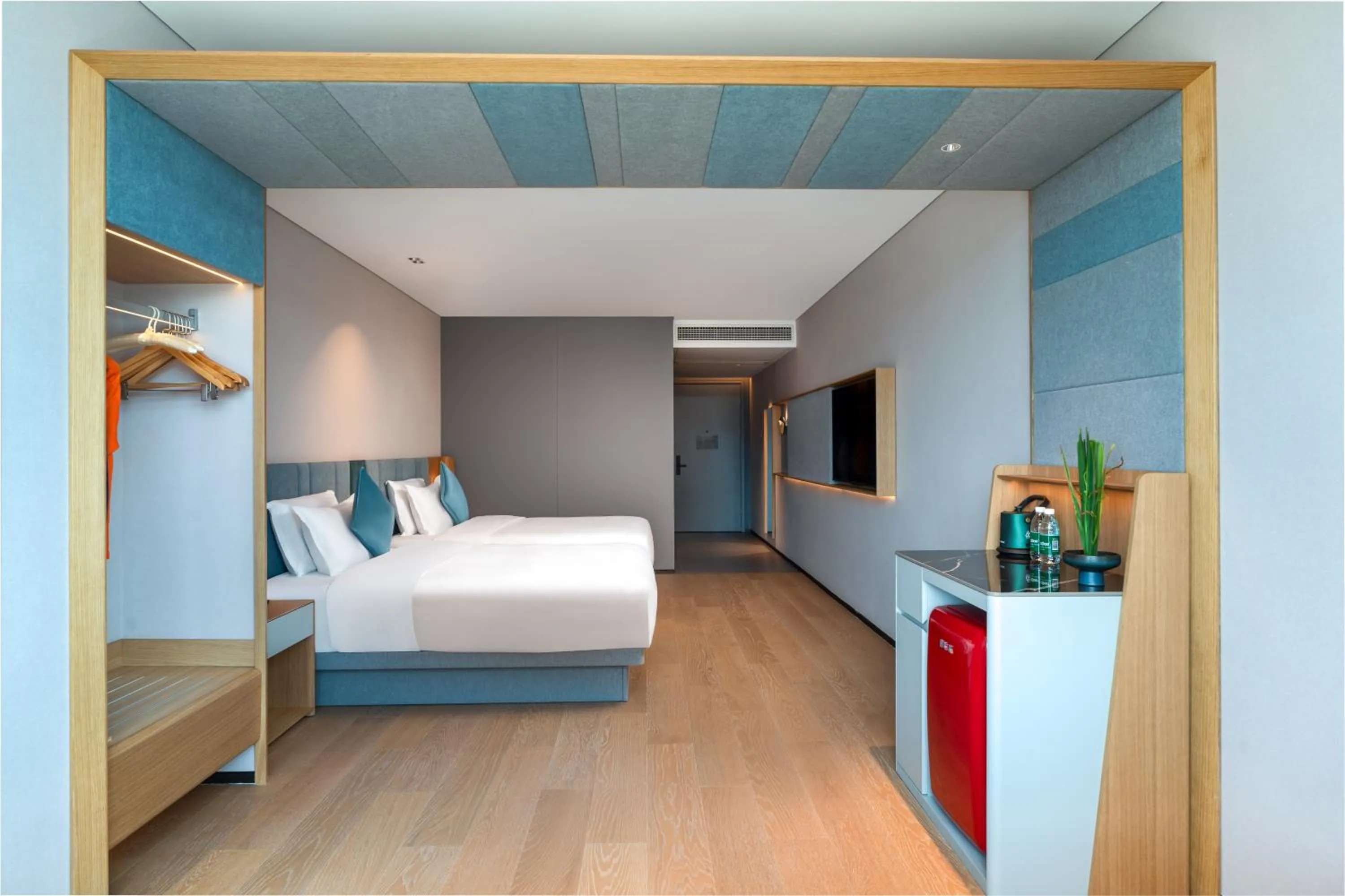 Bed in Pagoda Hotel Of SSAW ChongQing International Land-sea