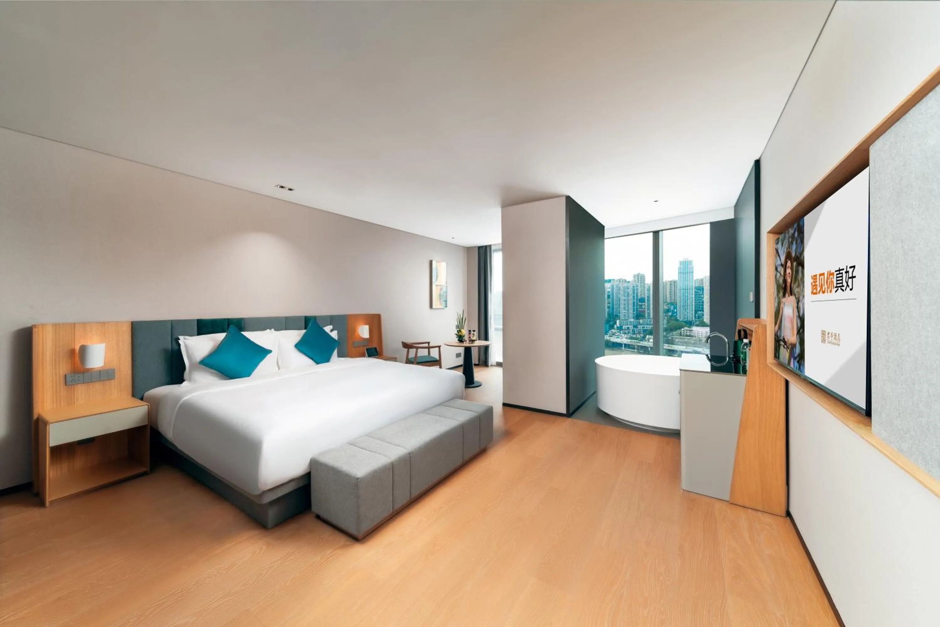 Photo of the whole room, Bed in Pagoda Hotel Of SSAW ChongQing International Land-sea