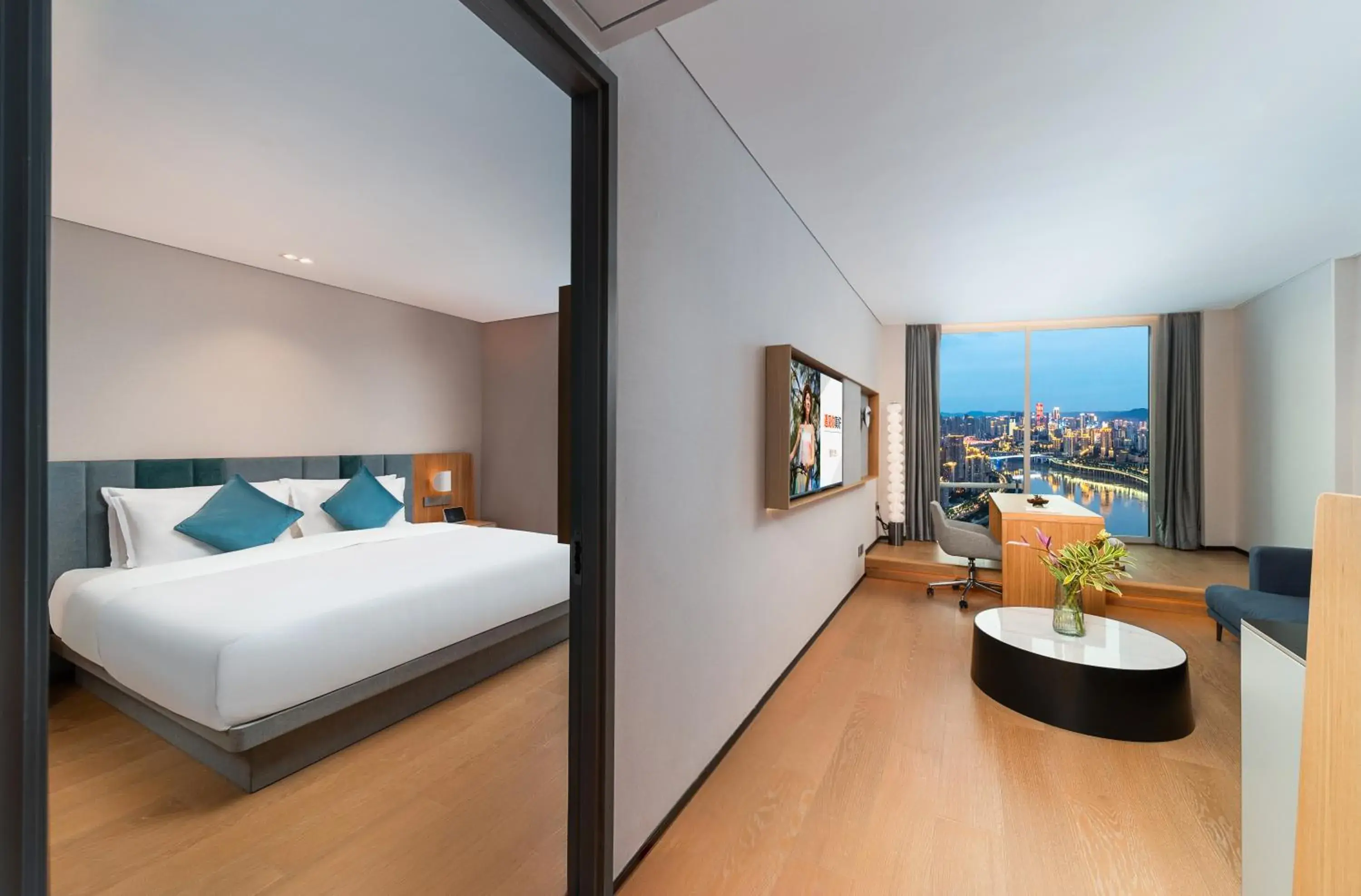 Bed in Pagoda Hotel Of SSAW ChongQing International Land-sea Bed in Pagoda Hotel Of SSAW ChongQing International Land-sea