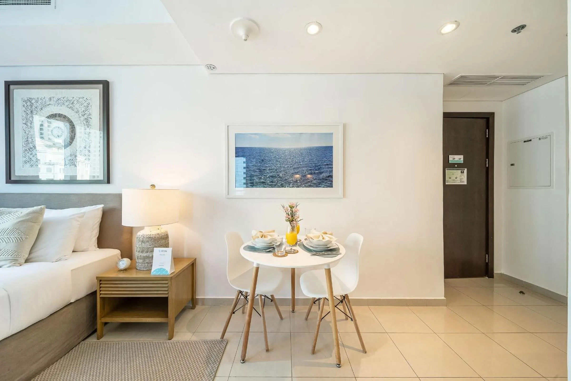 Photo of the whole room, Bed in Airstay - Chic Studio - Marina View - Dubai Marina - Monthly Offer Available