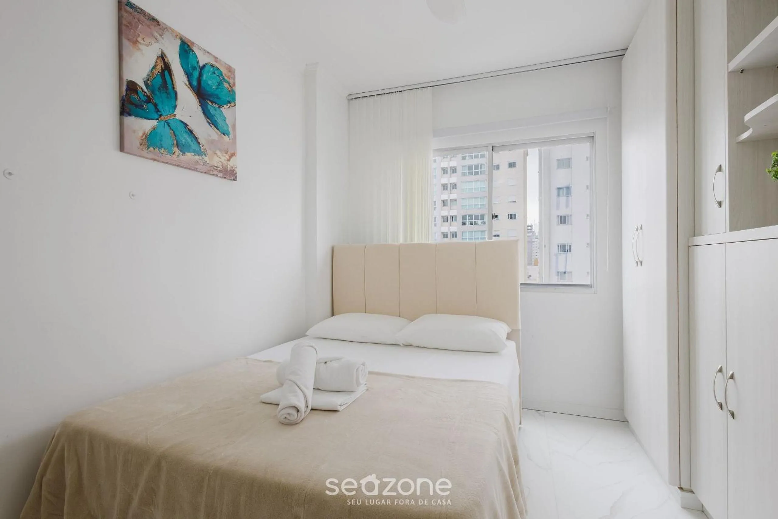 Bedroom, Bed in Apto Charmoso no Coração de BC EMF1003