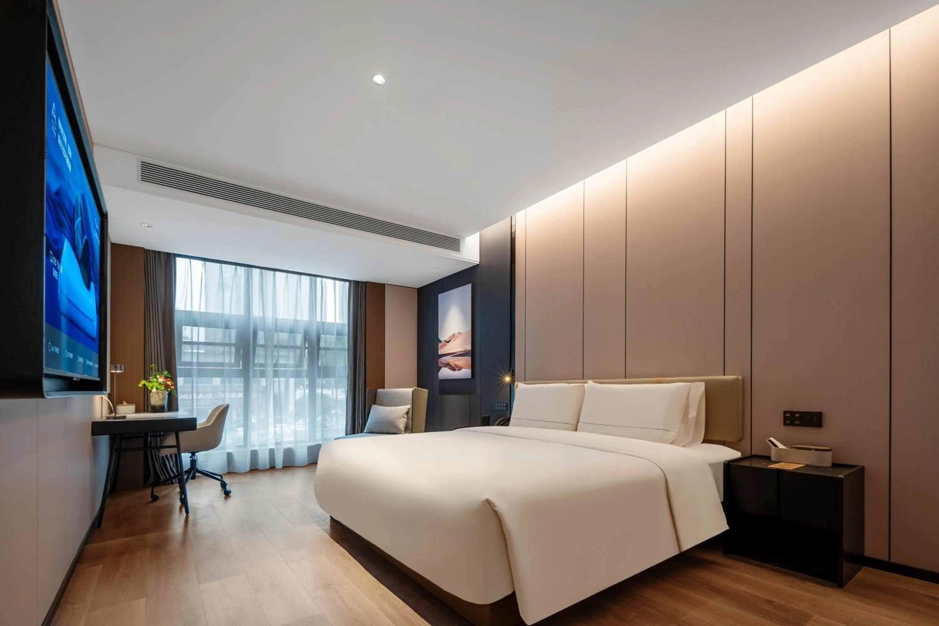 Bed in Atour Hotel Chongqing Jiangbei Airport Huanshan Park