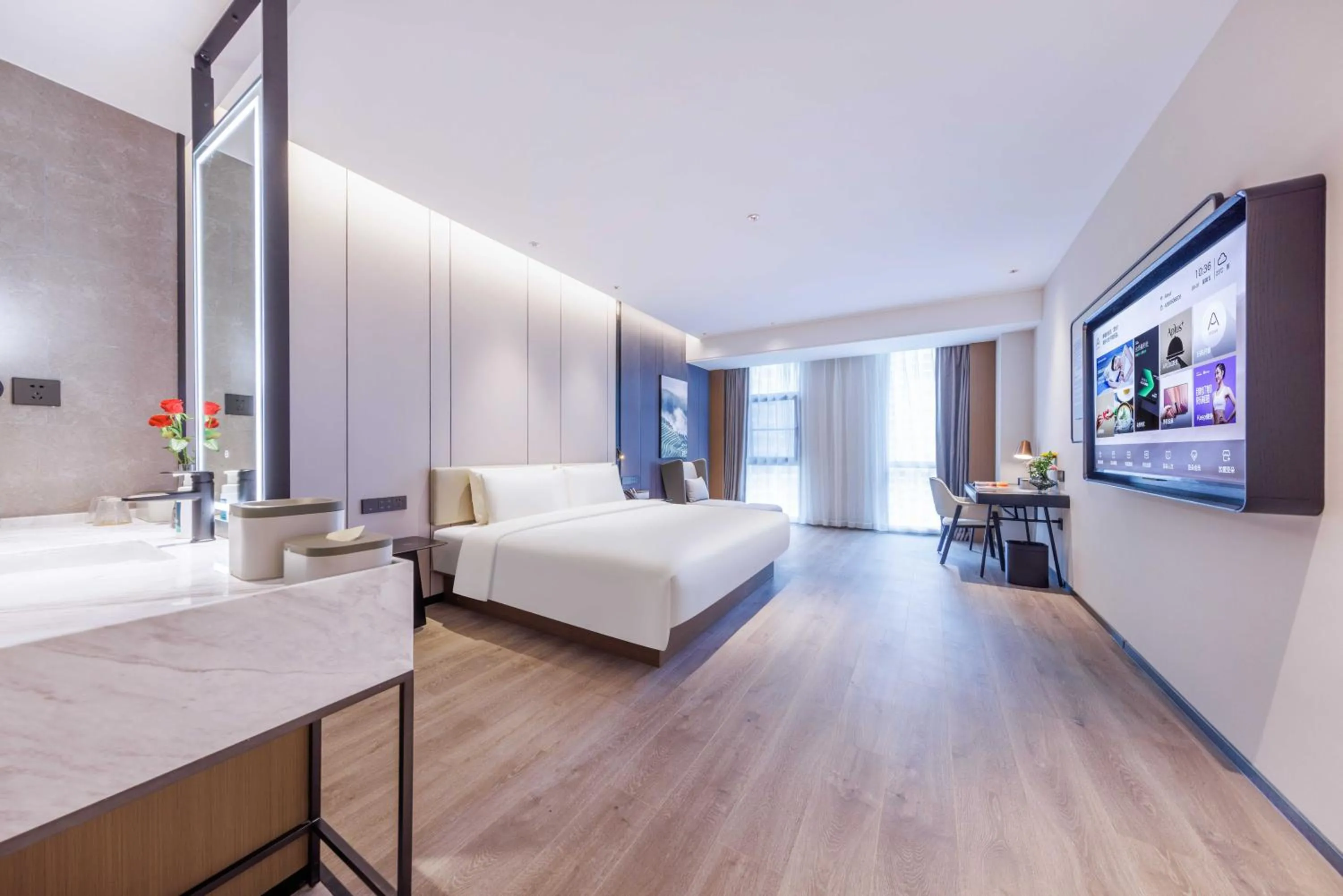 Bed in Atour Hotel Yuxi Nie'er Music Plaza