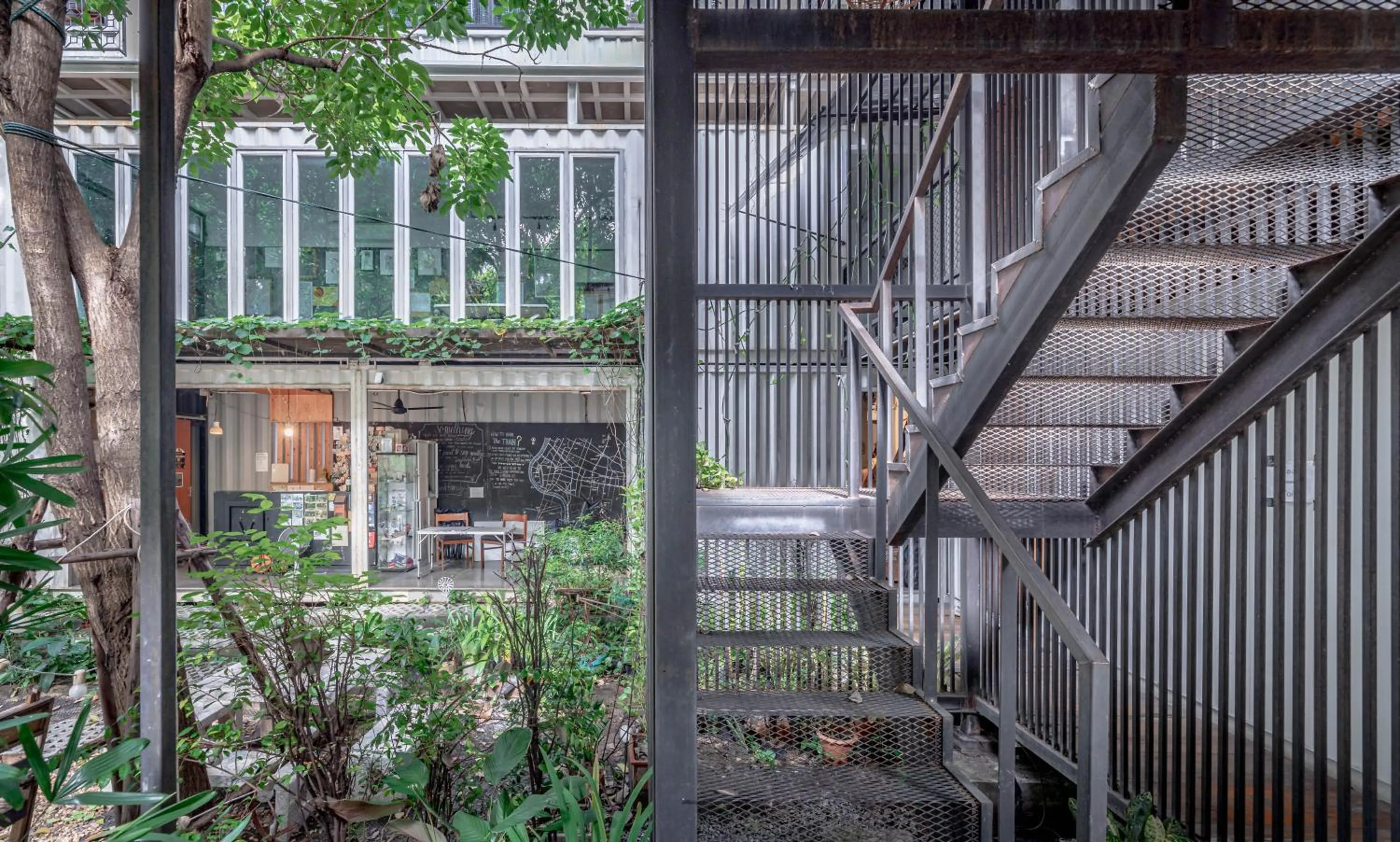 Garden view in The Yard Bangkok Hostel