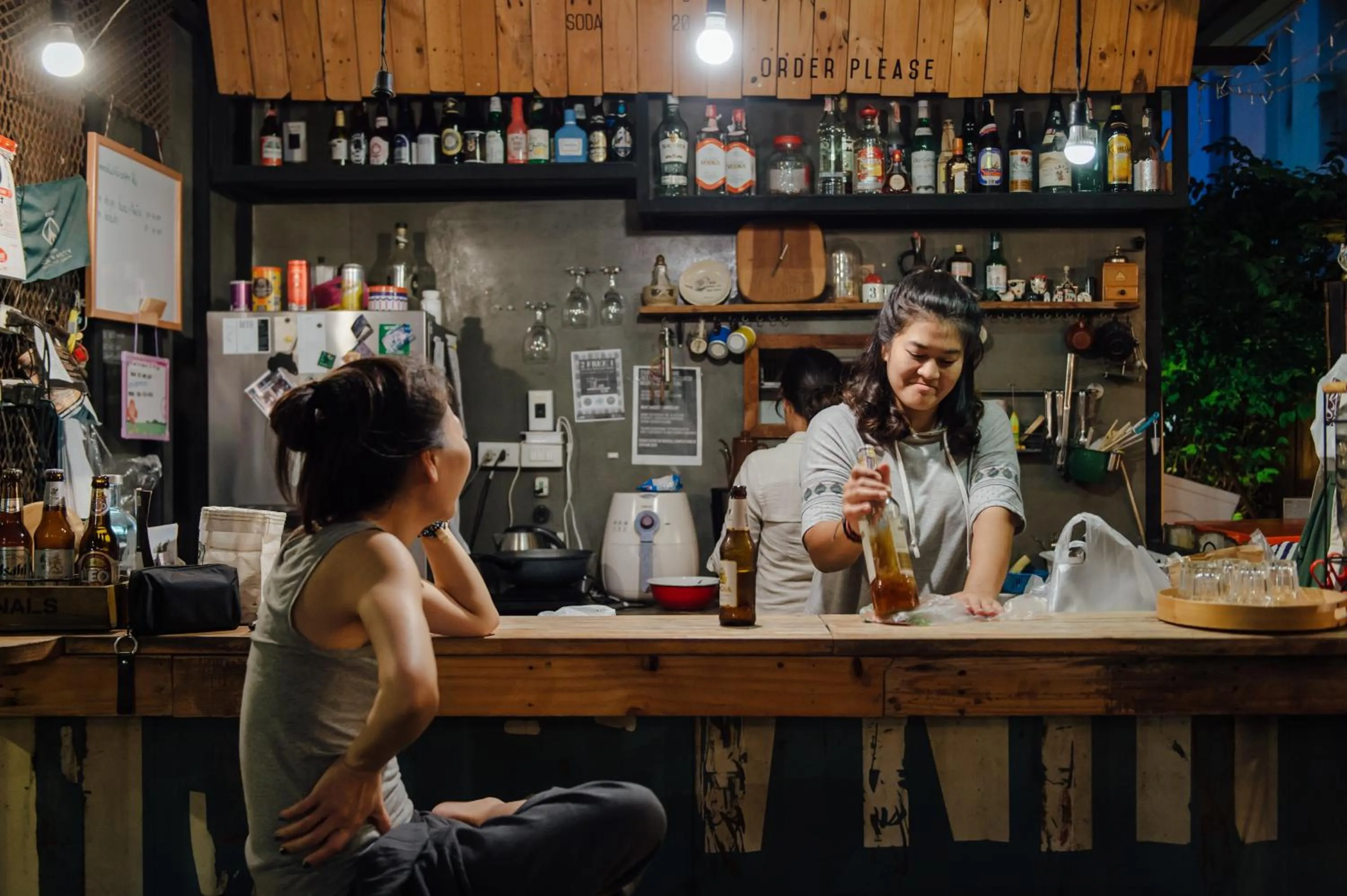Dining area in The Yard Bangkok Hostel
