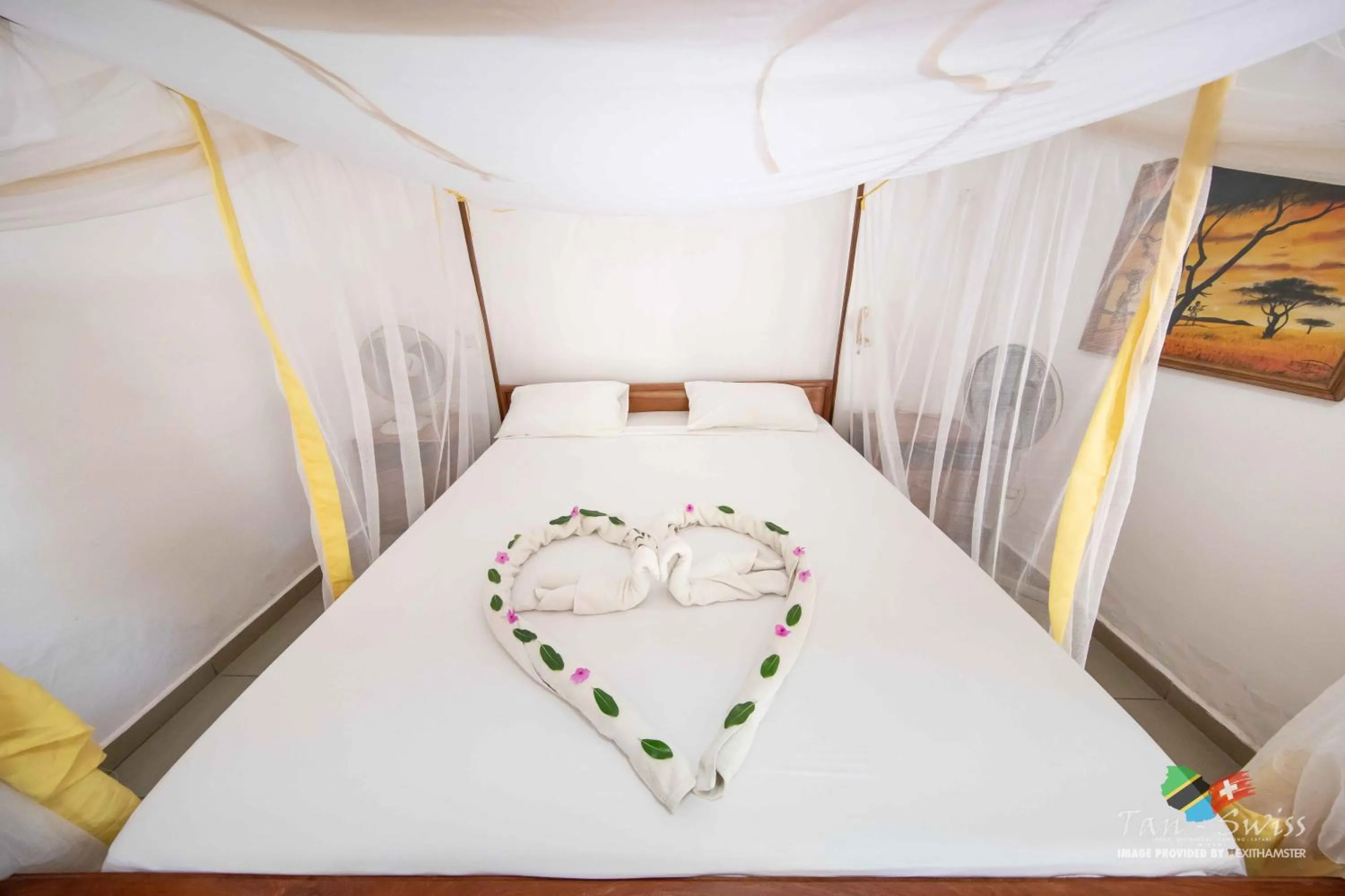 Bed in Tan-Swiss Lodge