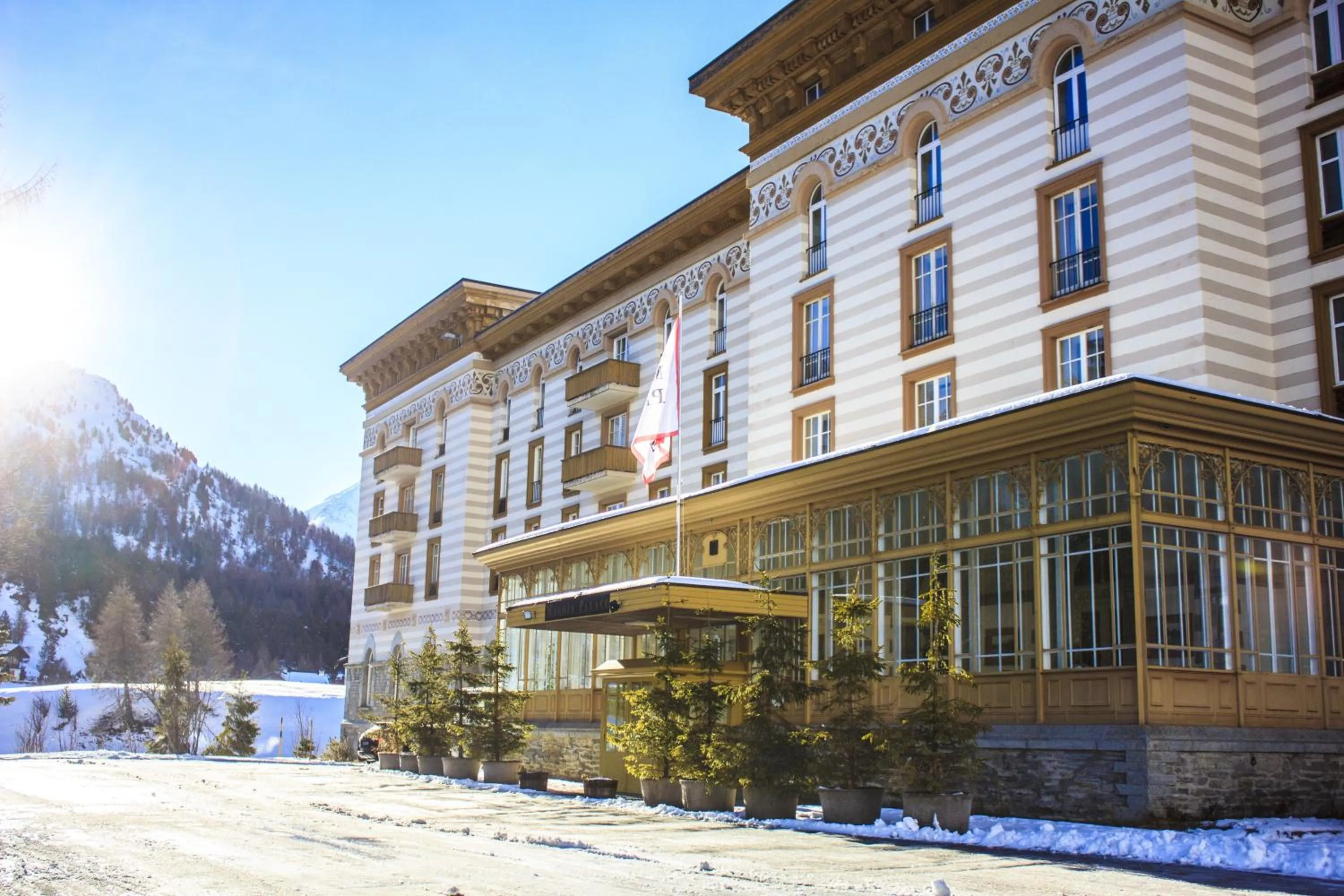 Facade/entrance in Maloja Palace Residence Engadin-St Moritz CO2-Neutral