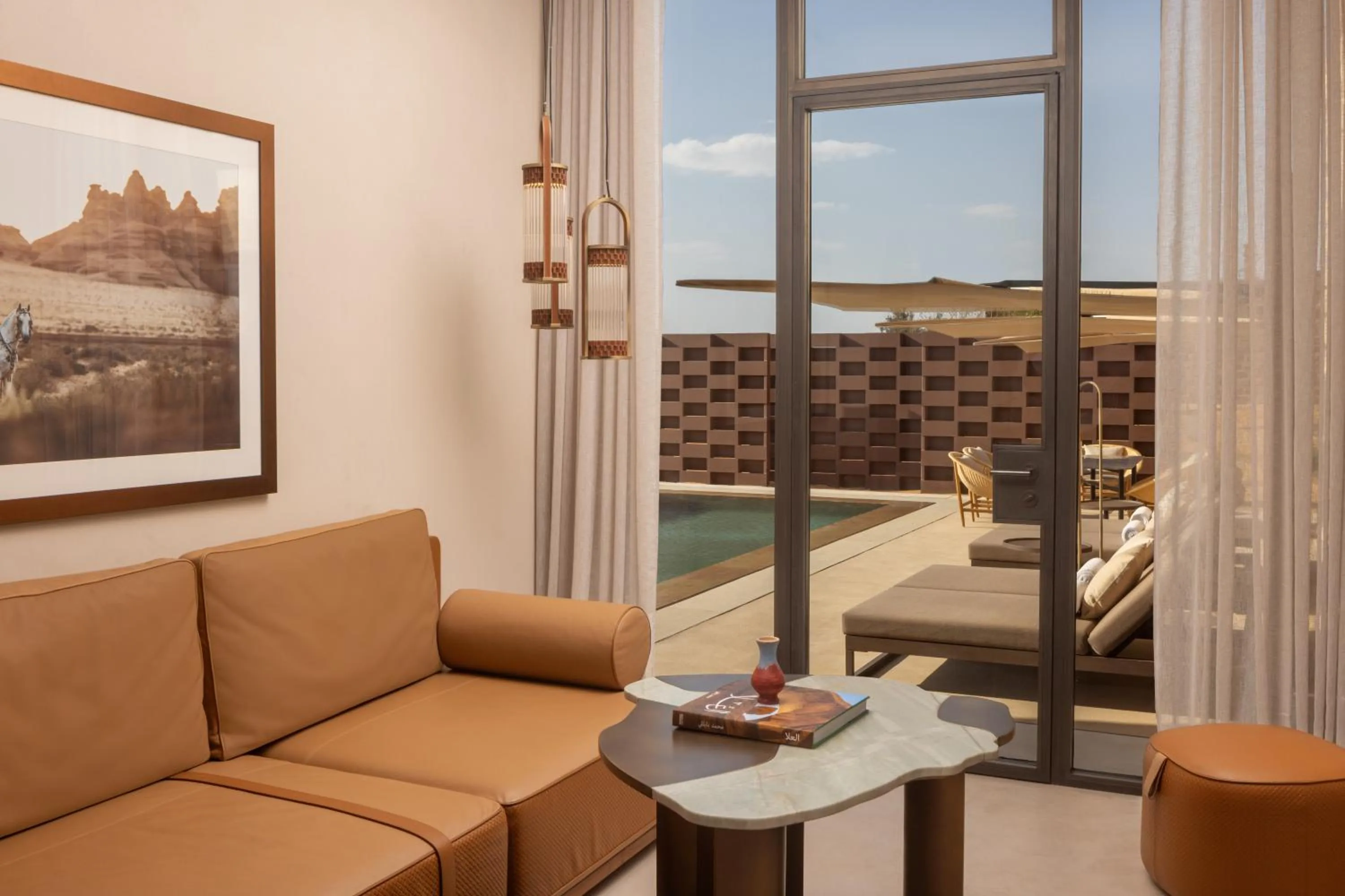 Living room in The Chedi Hegra, AlUla