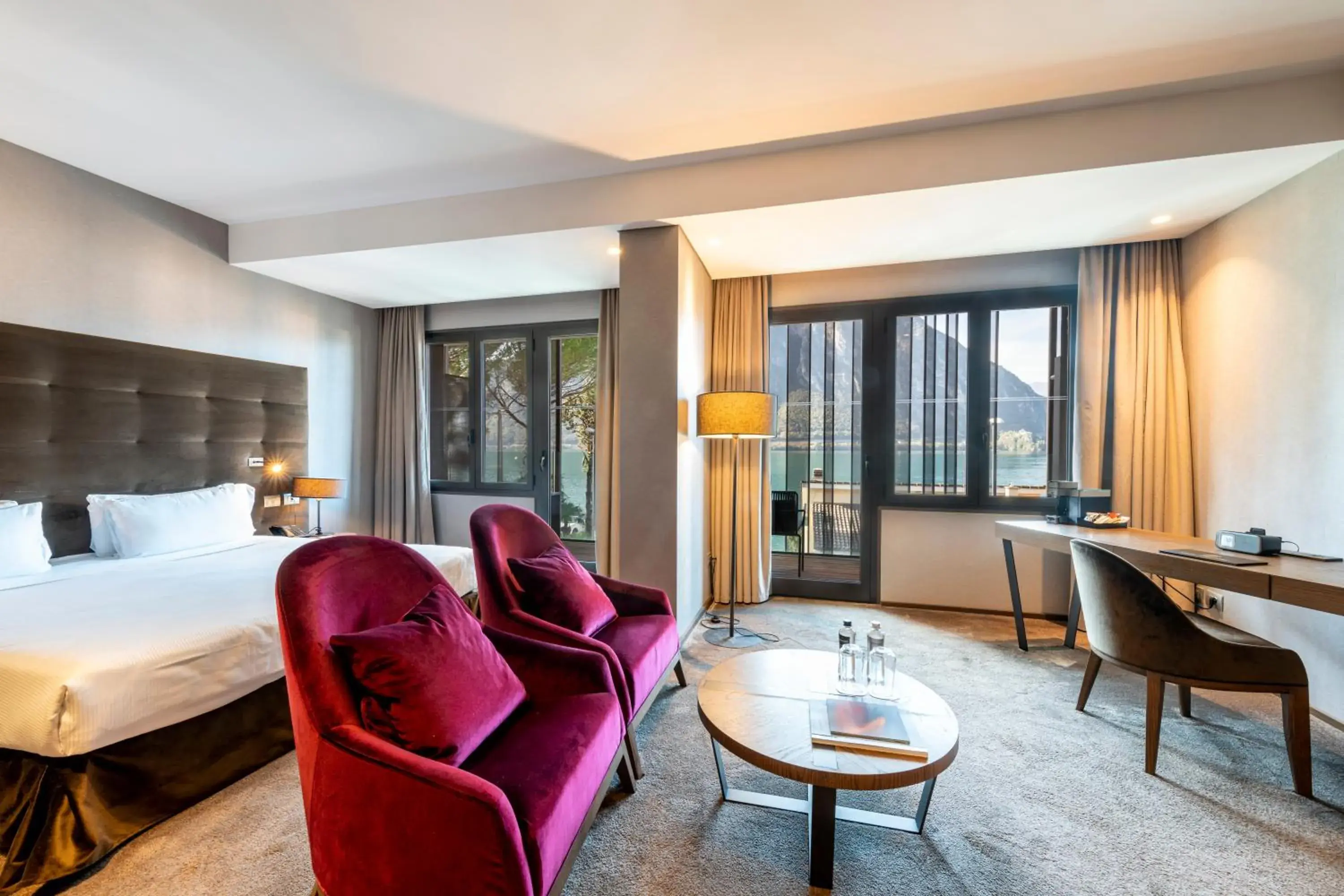 View (from property/room), Bed in Grand Hotel Campione View (from property/room), Bed in Grand Hotel Campione